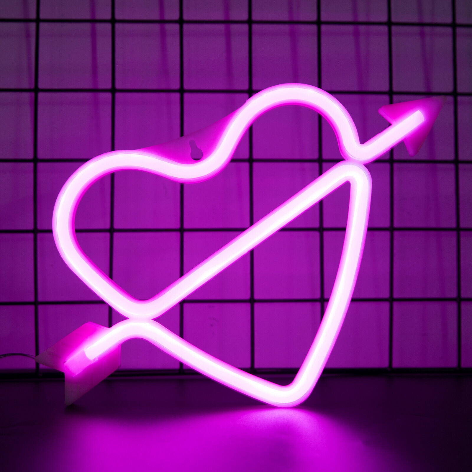 Pink Heart Love Valentine LED Sign Light Wall Hanging Party Decor Valentines Day
