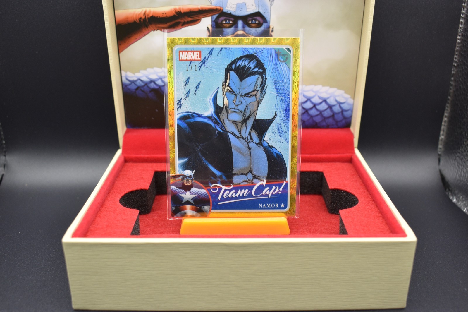 2026 Topps Marvel Brooklyn Collection Team Cap Namor Superfractor Gold 1/1 #TC-6 2026 Topps Marvel Brooklyn Collection Team Cap Namor Superfractor Gold 1/1 #TC-6