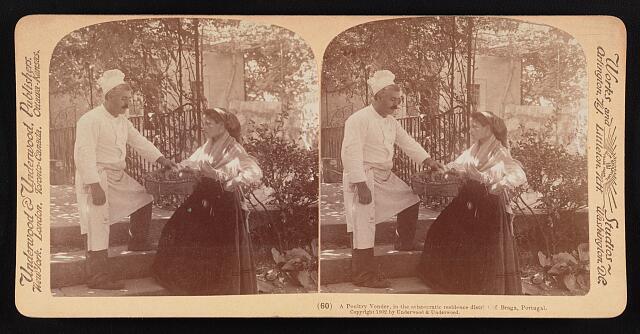 Portugal A poultry vender in the aristocratic residence district o - Old Photo