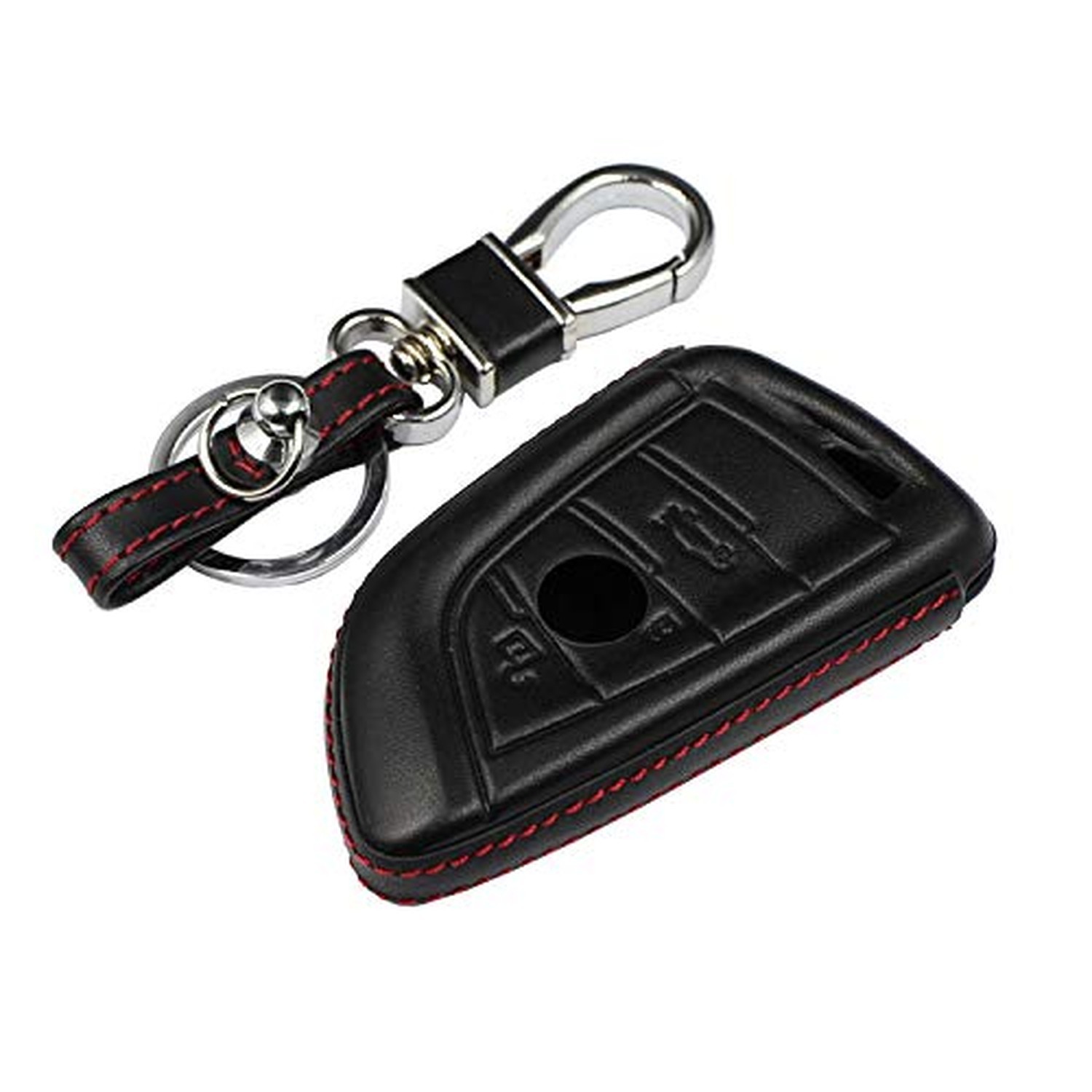 Genuine Leather Key Fob Cover for BMW Car Smart Remote Key Case Leather - Black Genuine Leather Key Fob Cover for BMW Car Smart Remote Key Case Leather - Black