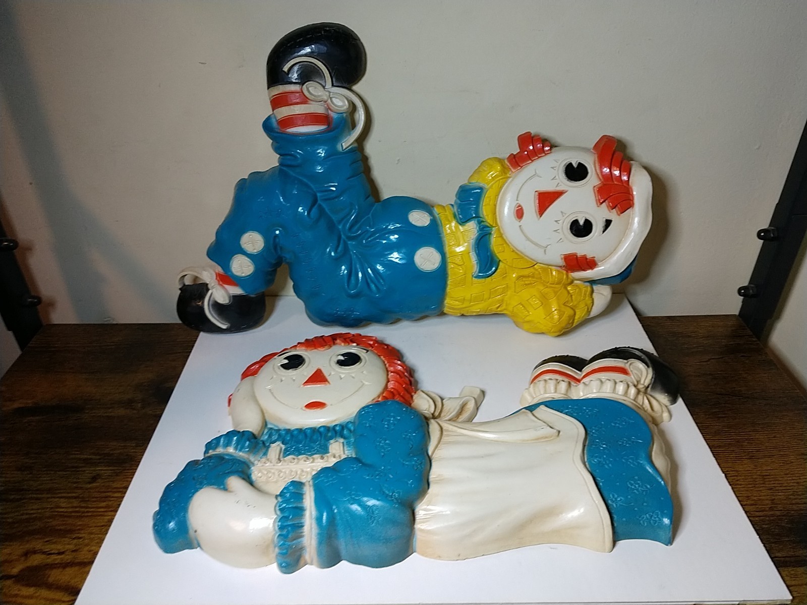 Vintage Syroco 1977 Raggedy Ann Andy Set Plastic Wall Decor Bobbs Merrill