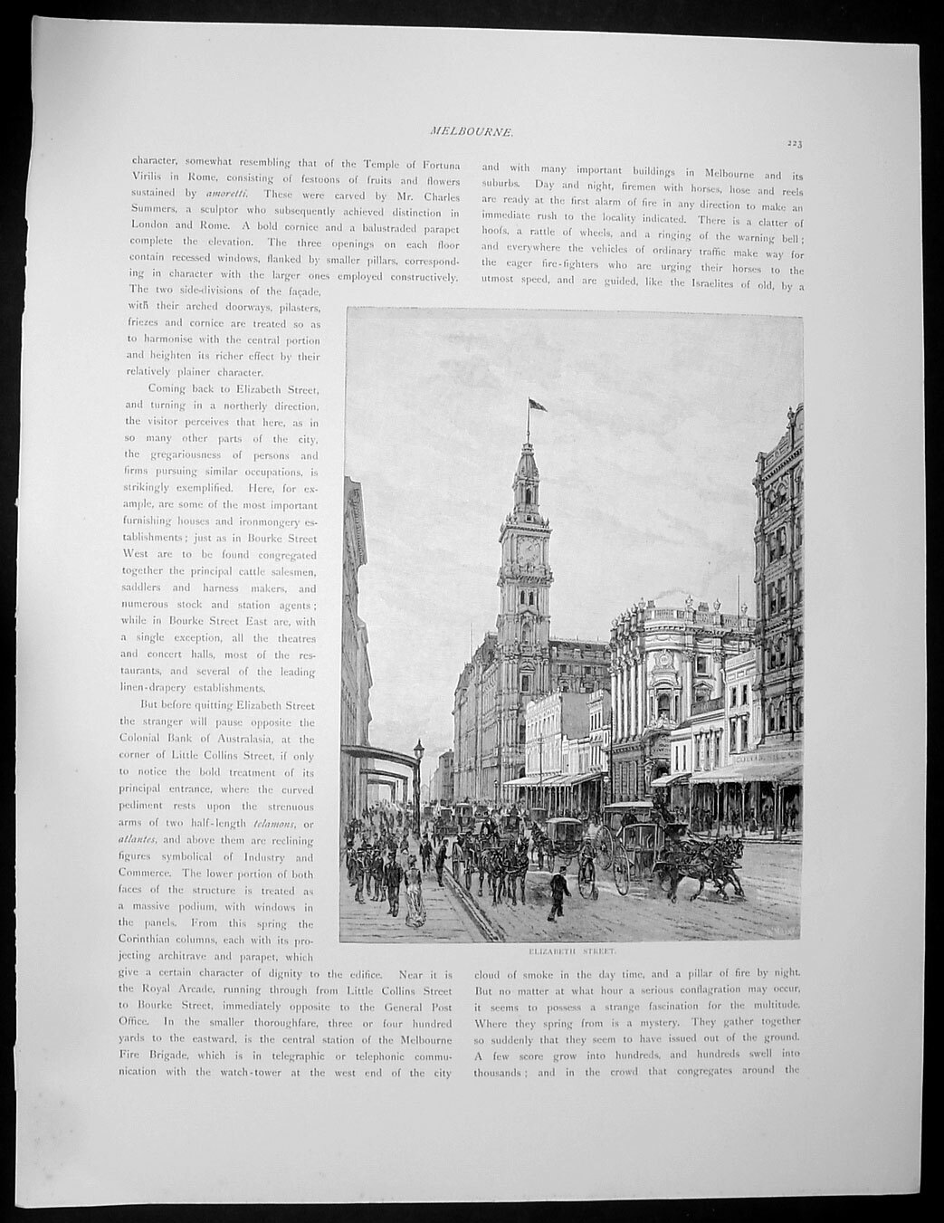 1886 Picturesque Atlas of Australasia Print of Elizabeth & Bourke St Melbourne 1886 Picturesque Atlas of Australasia Print of Elizabeth & Bourke St Melbourne