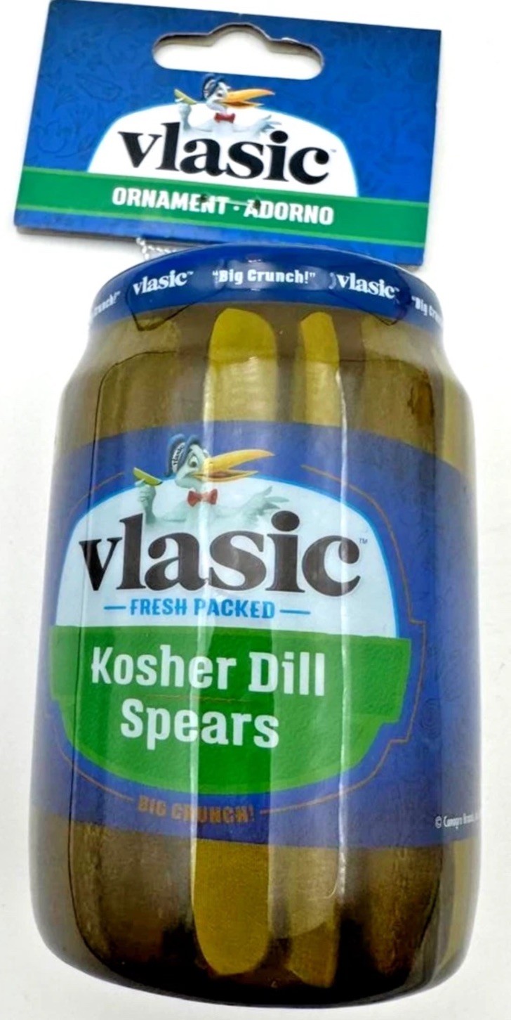 New Vlasic Kosher Dill Spears Pickle Jar Christmas Decoupage Ornament by Ruz