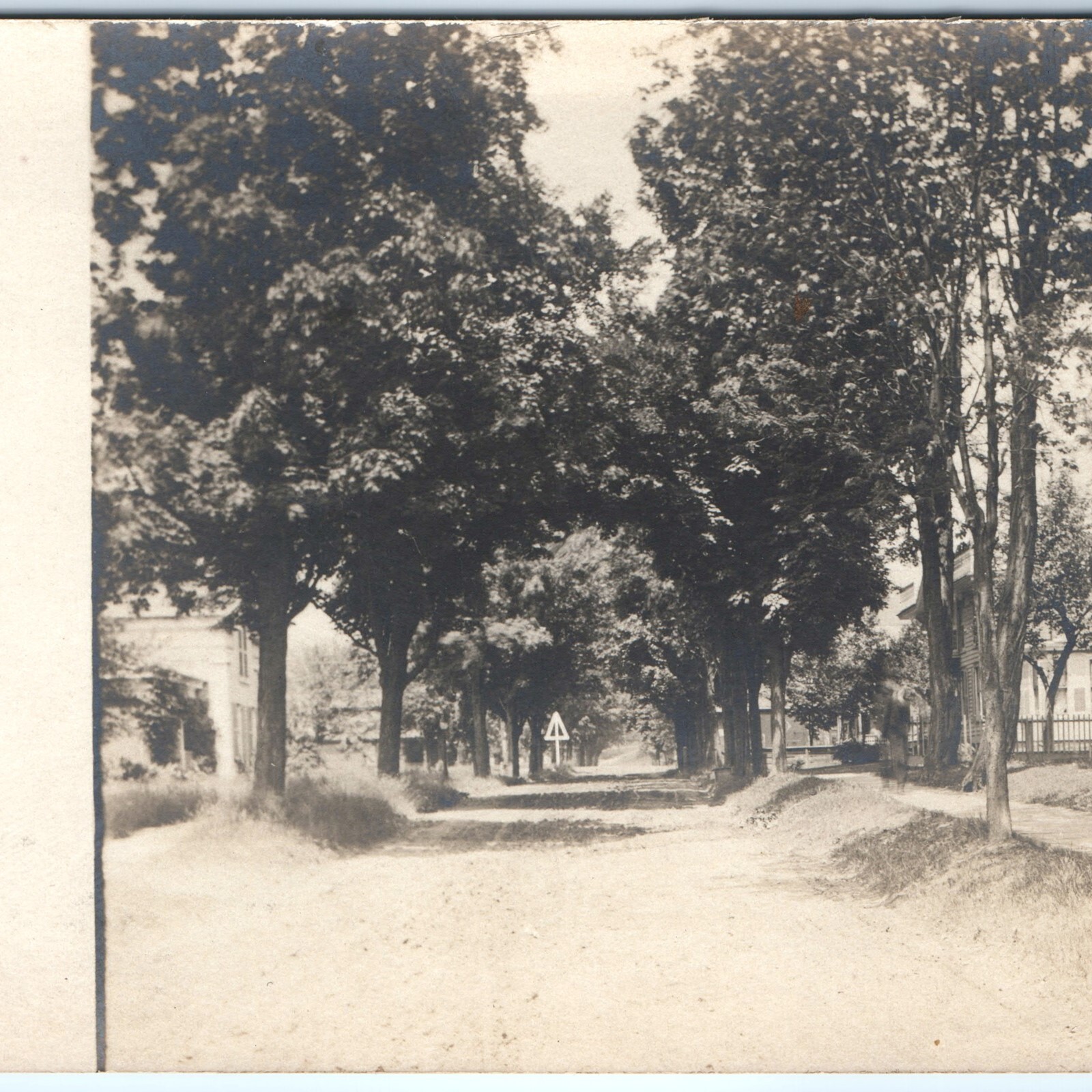 c1900s Dirt Road Residential Street View RPPC Postcard Ghostly Figure Trees c1900s Dirt Road Residential Street View RPPC Postcard Ghostly Figure Trees