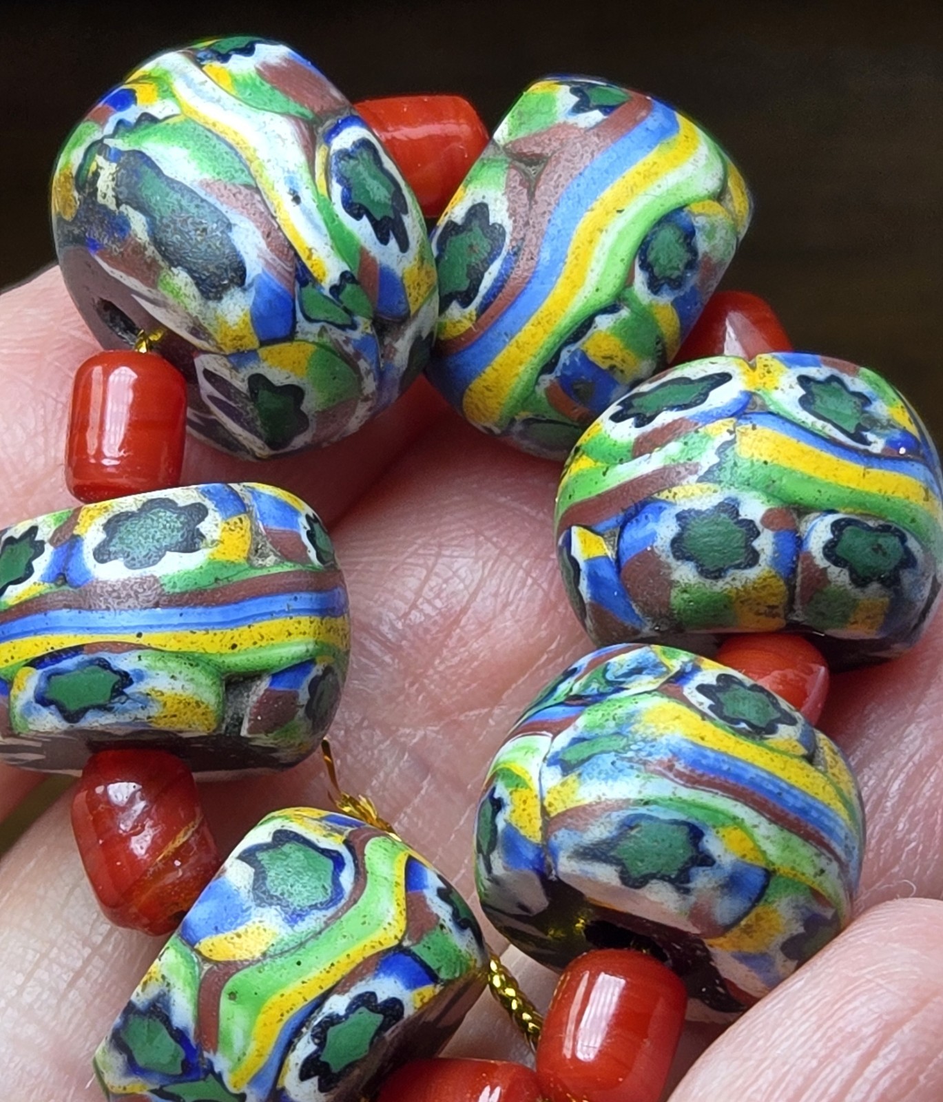 Rare Shape Collector Quality Chunky Millefiori Banded Star TRADE BEADS Venetian
