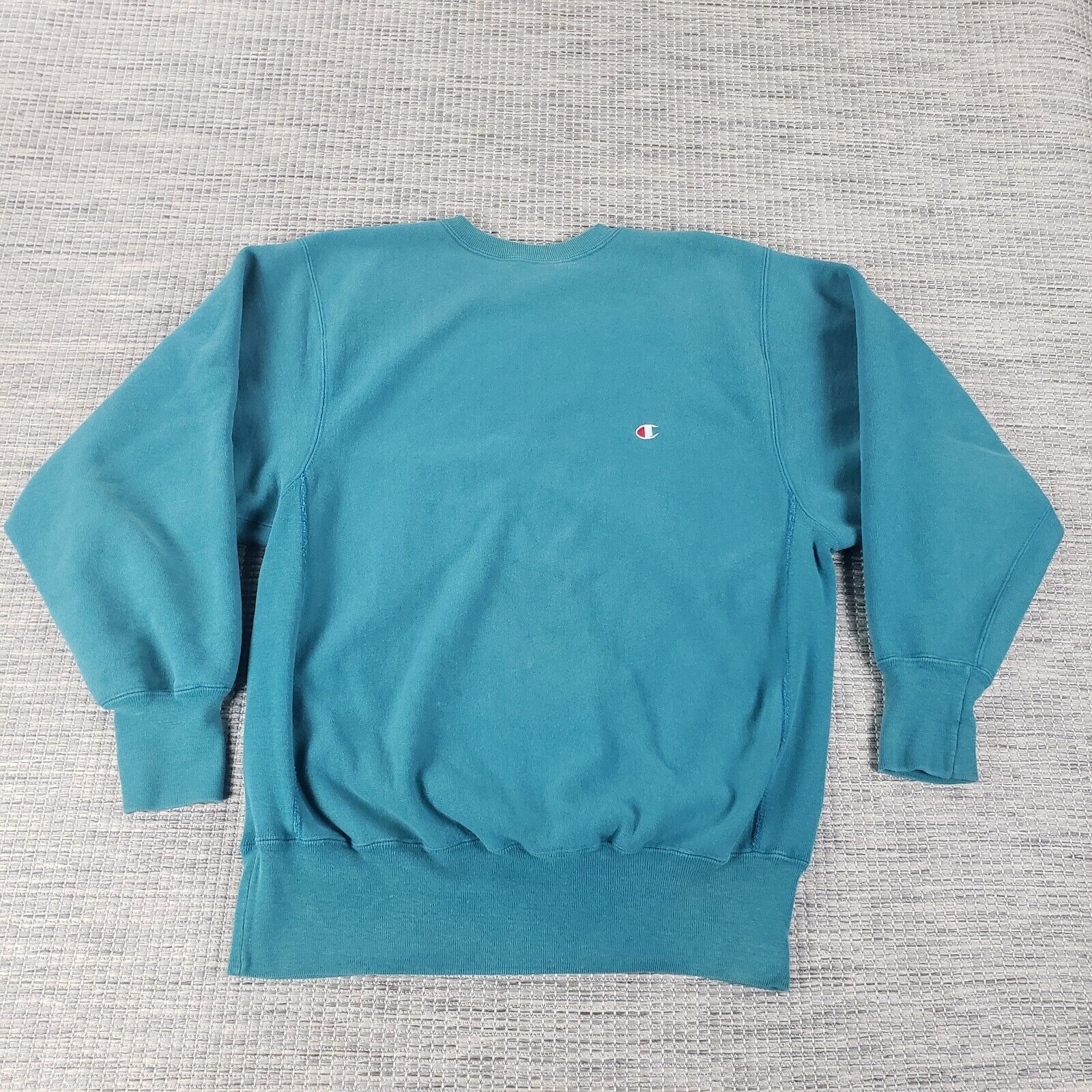 Vtg 80s CHAMPION Green Blue Reverse Weave Sweatshirt Shirt Athletic Phys Ed XL