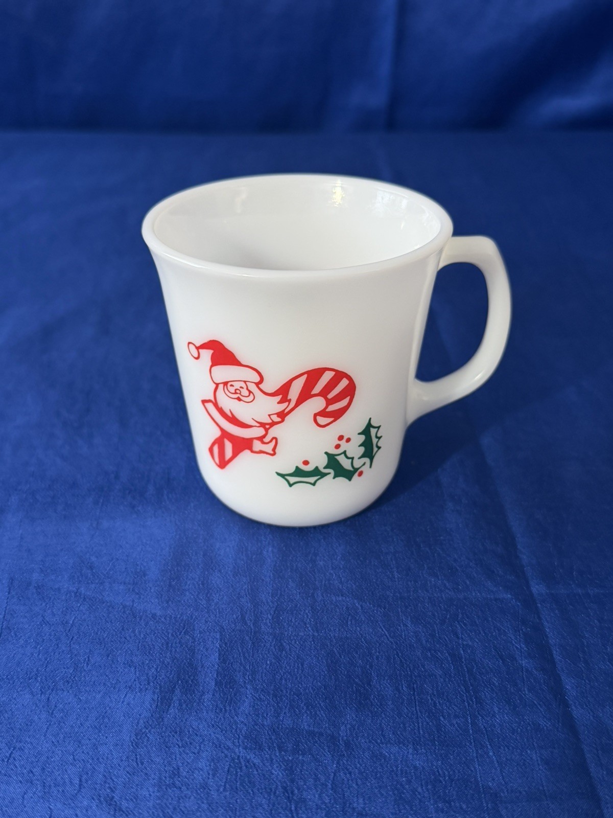 VTG Rare Pyrex Employee Seasons Greetings Santa Candy Cane Christmas Holiday Mug VTG Rare Pyrex Employee Seasons Greetings Santa Candy Cane Christmas Holiday Mug