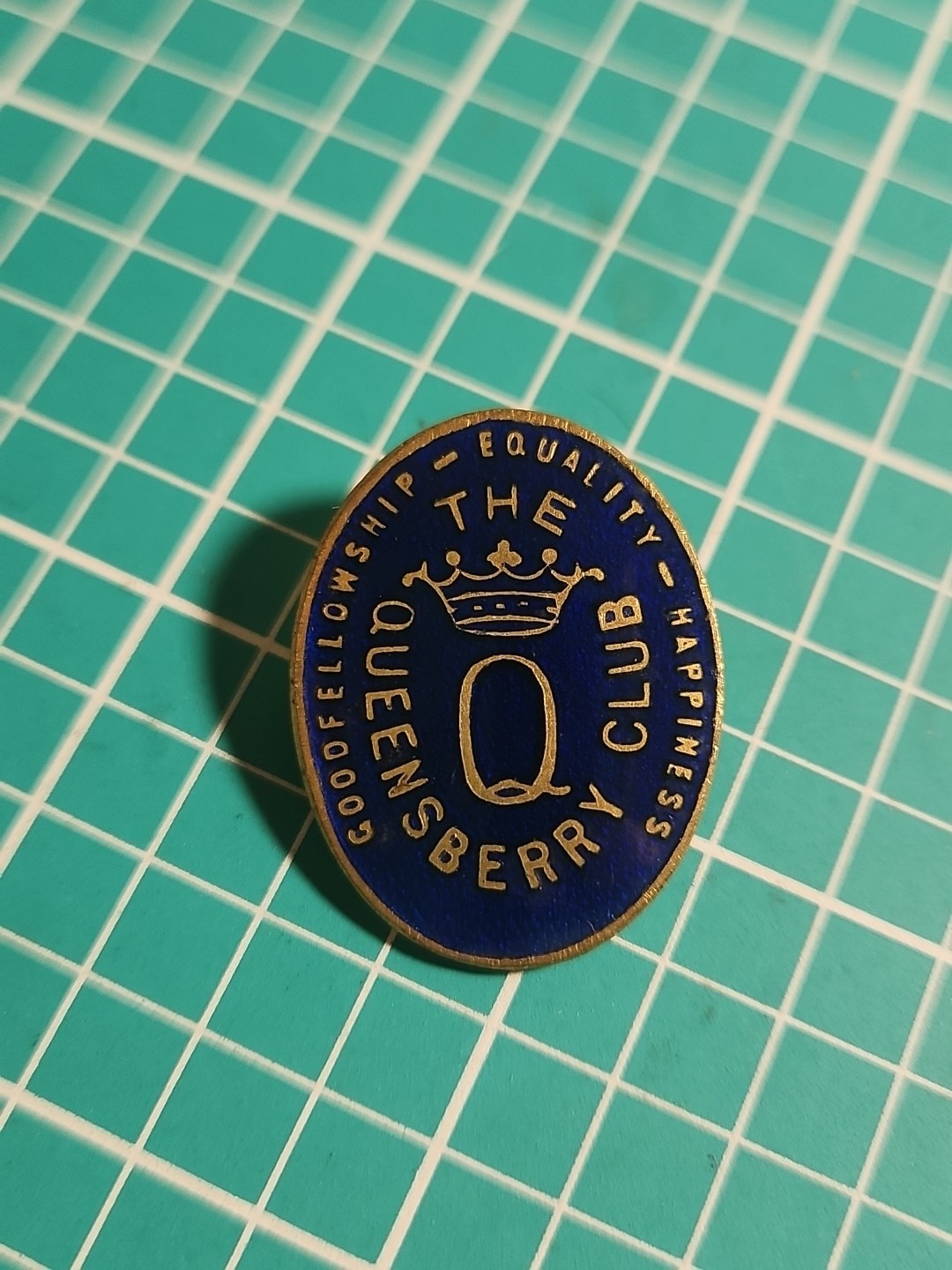 Vtg The Queensberry Club Gold Tone Lapel Pin