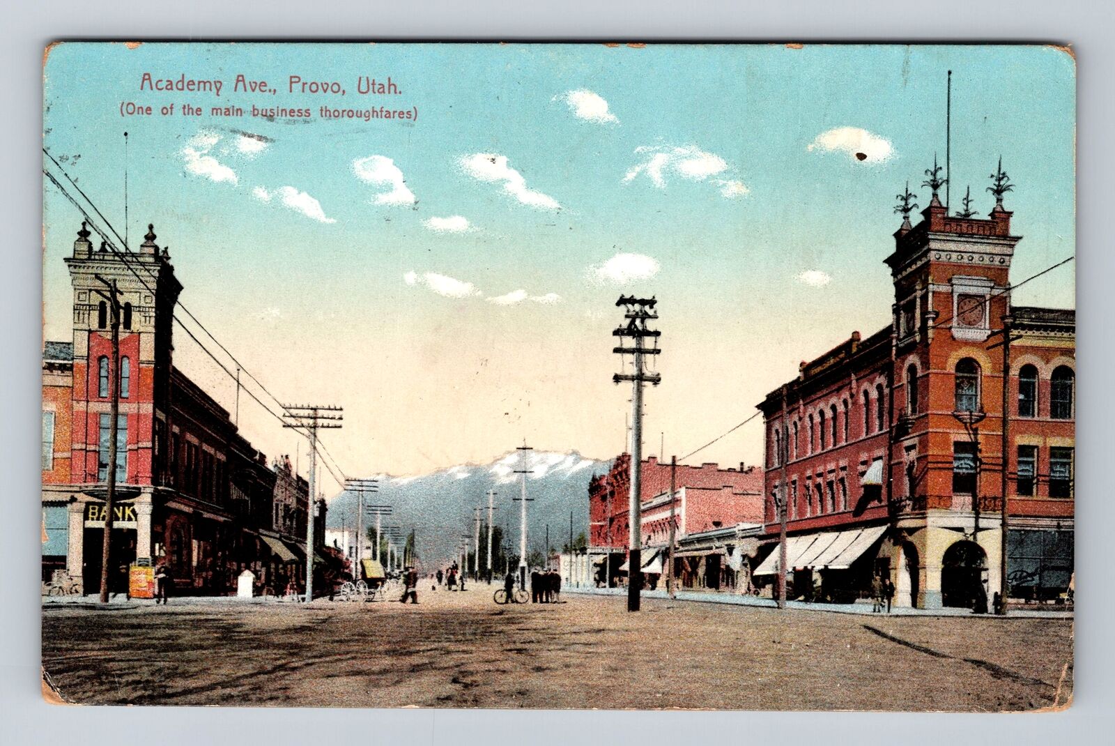 Provo UT-Utah, Academy Avenue, Advertising, Vintage c1909 Postcard