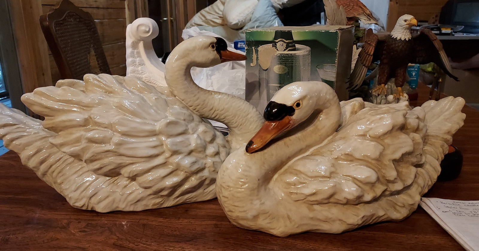 Lefton Exclusives ceramic swan planters/figurines, vintage