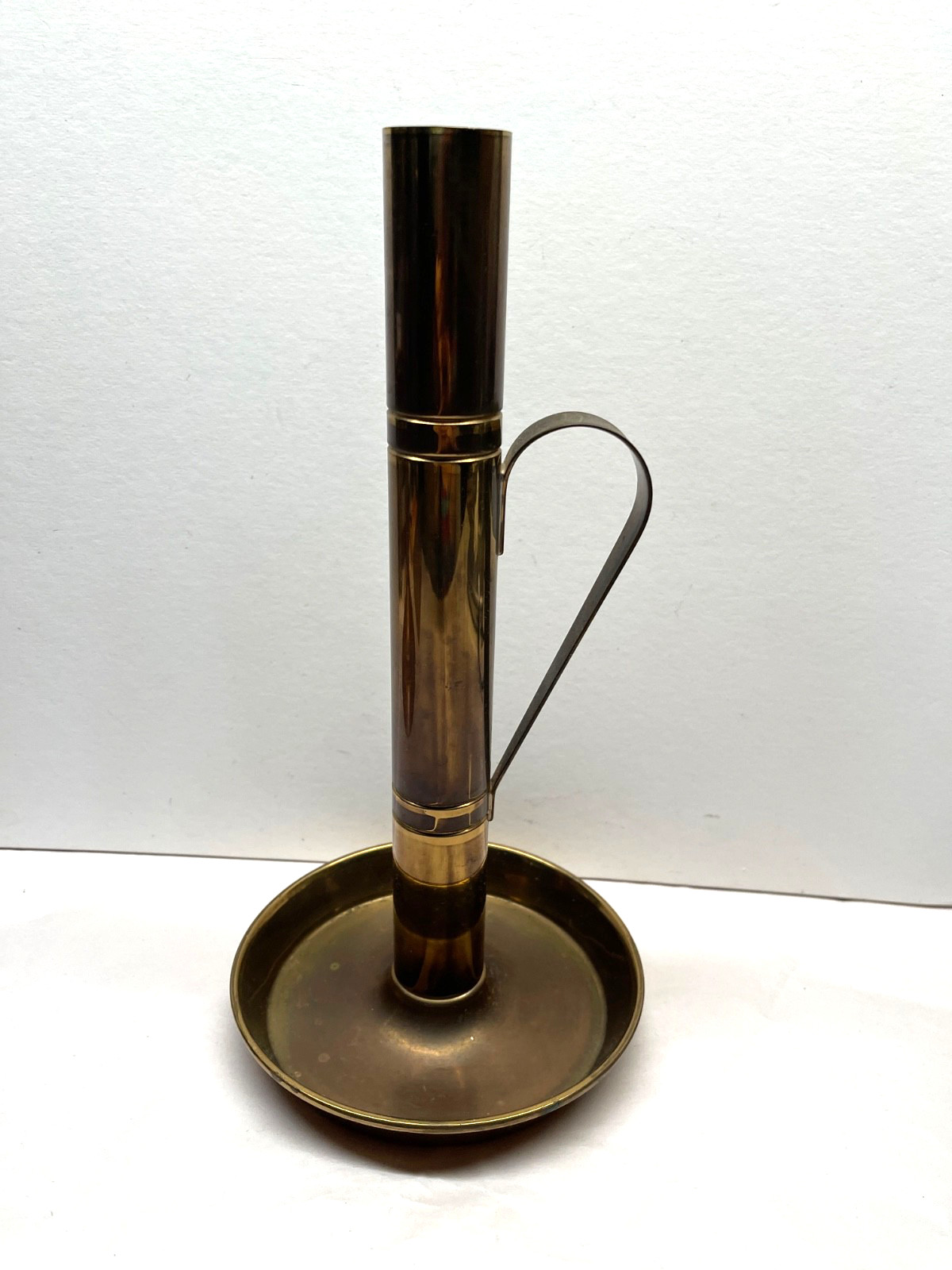 1 Tommi Parzinger Solid Brass Handled 10” Candlestick For Dorlyn Silversmiths