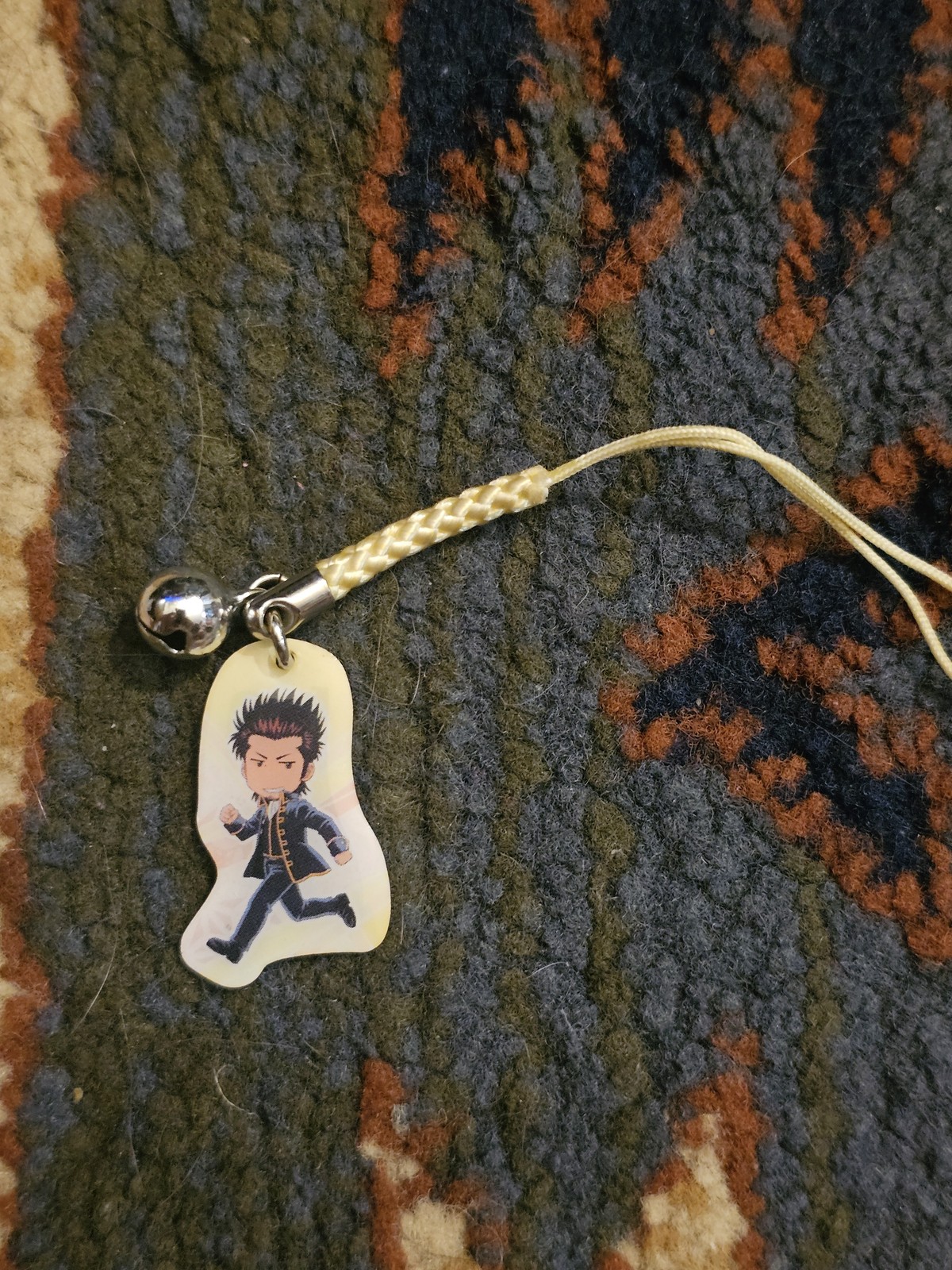 Gintama Chibi Character Metal Charm Yellow Strap Phone Keychain Anime Mascot
