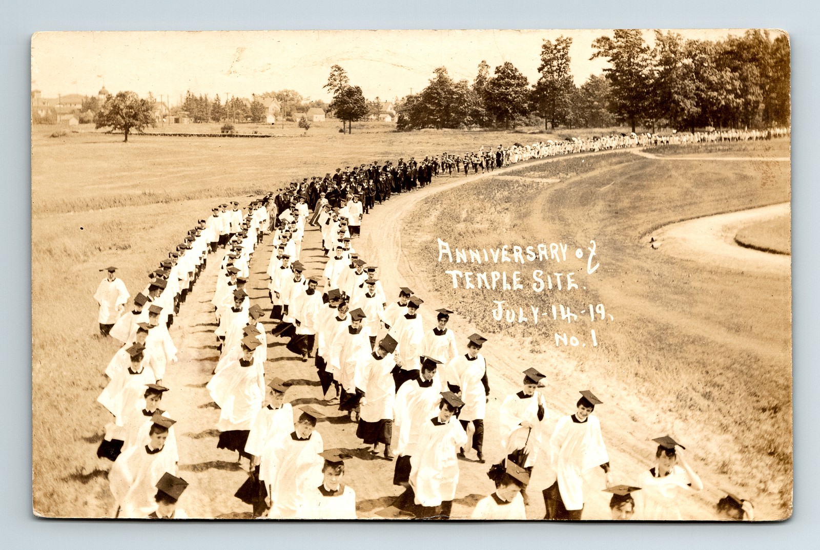 RPPC Postcard Unknown Anniversary of Temple Site July 14-19 Graduation