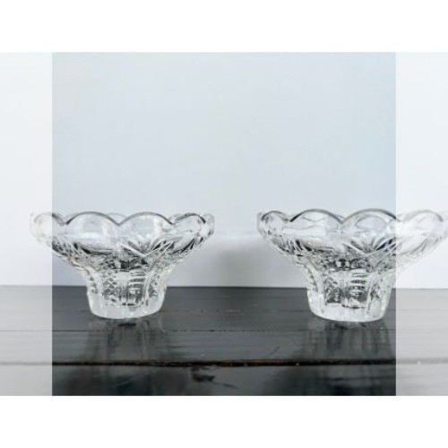 Made in Germany 24% Lead Crystal Pair Glass Candleholders for 1 Made in Germany 24% Lead Crystal Pair Glass Candleholders for 1