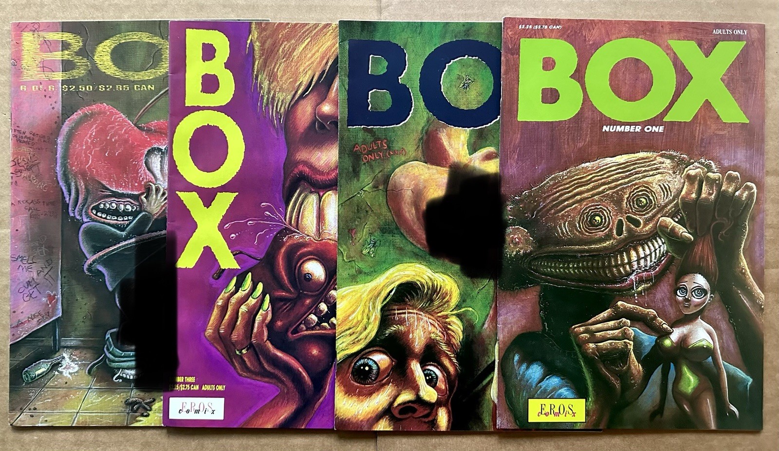 Box #1,2.3,6 Comic Lot (Eros/ Fantagraphics 1991) Brian Sendelbach RARE Box #1,2.3,6 Comic Lot (Eros/ Fantagraphics 1991) Brian Sendelbach RARE