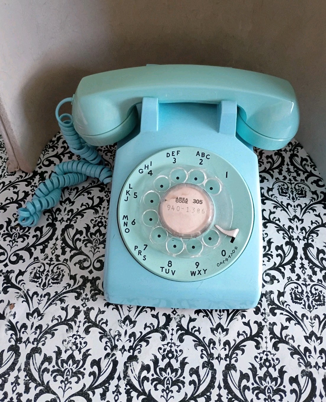  VTG Good BELL SYSTEM Classic Teal Blue Rotary DIAL ITT Desk Phone Not Tested 