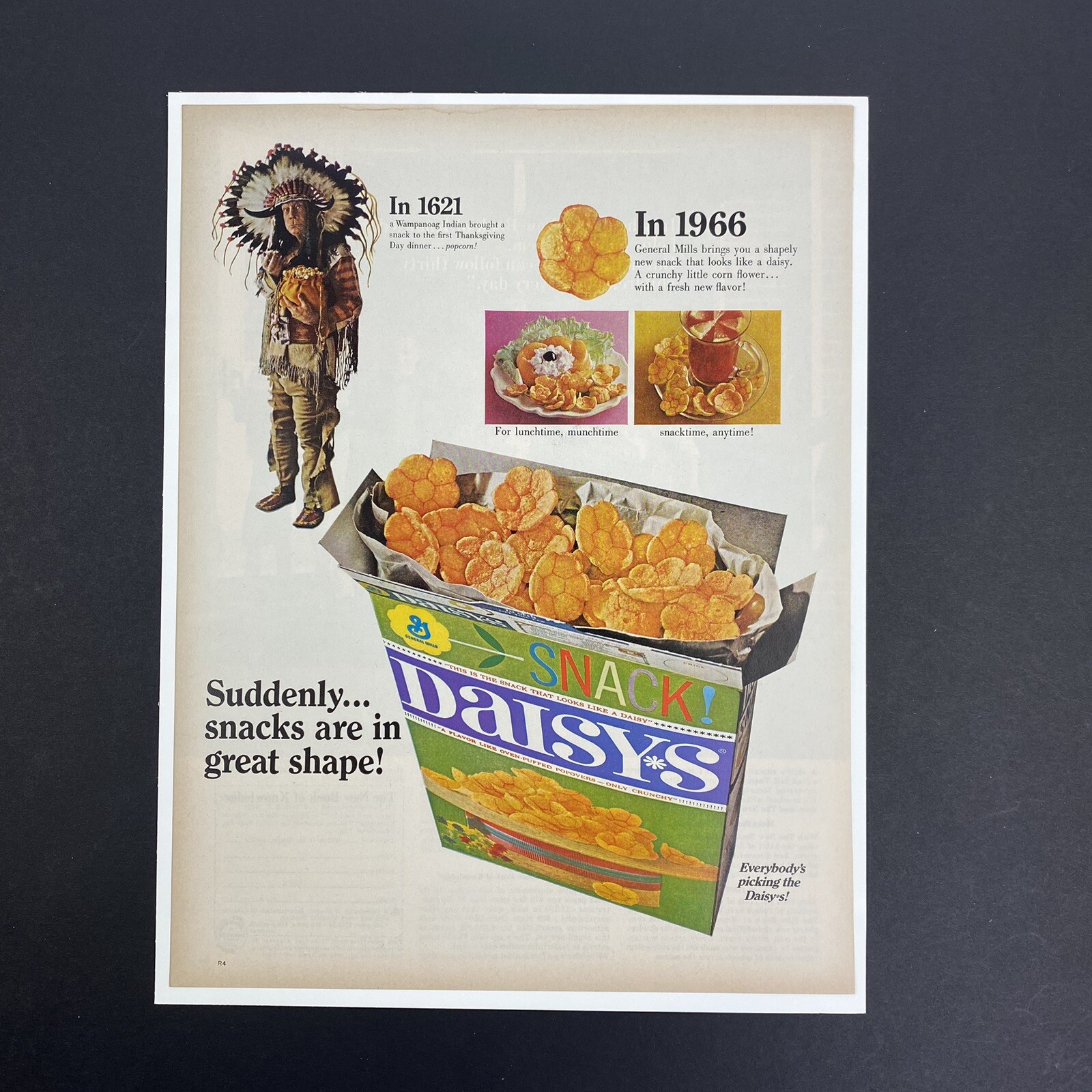 Vintage 1966 Daisys Snack General Mills Print Ad Magazine Full Page