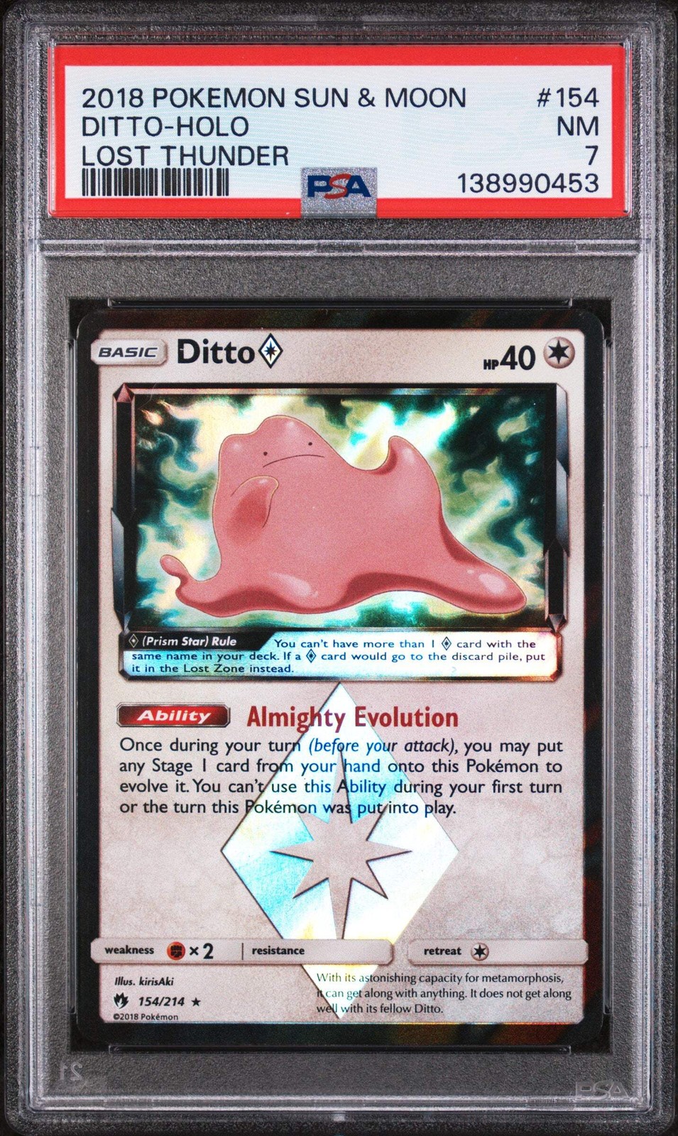 Ditto Prism Star 154/214 – Lost Thunder (2018) – PSA 7
