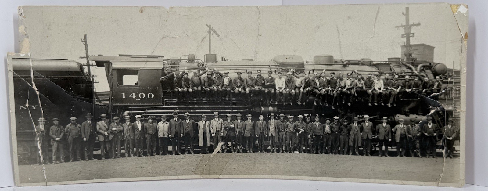 Antique Railroad Crew On Boston Albany 2-8-4 Steam Locomotive #1409 Photograph