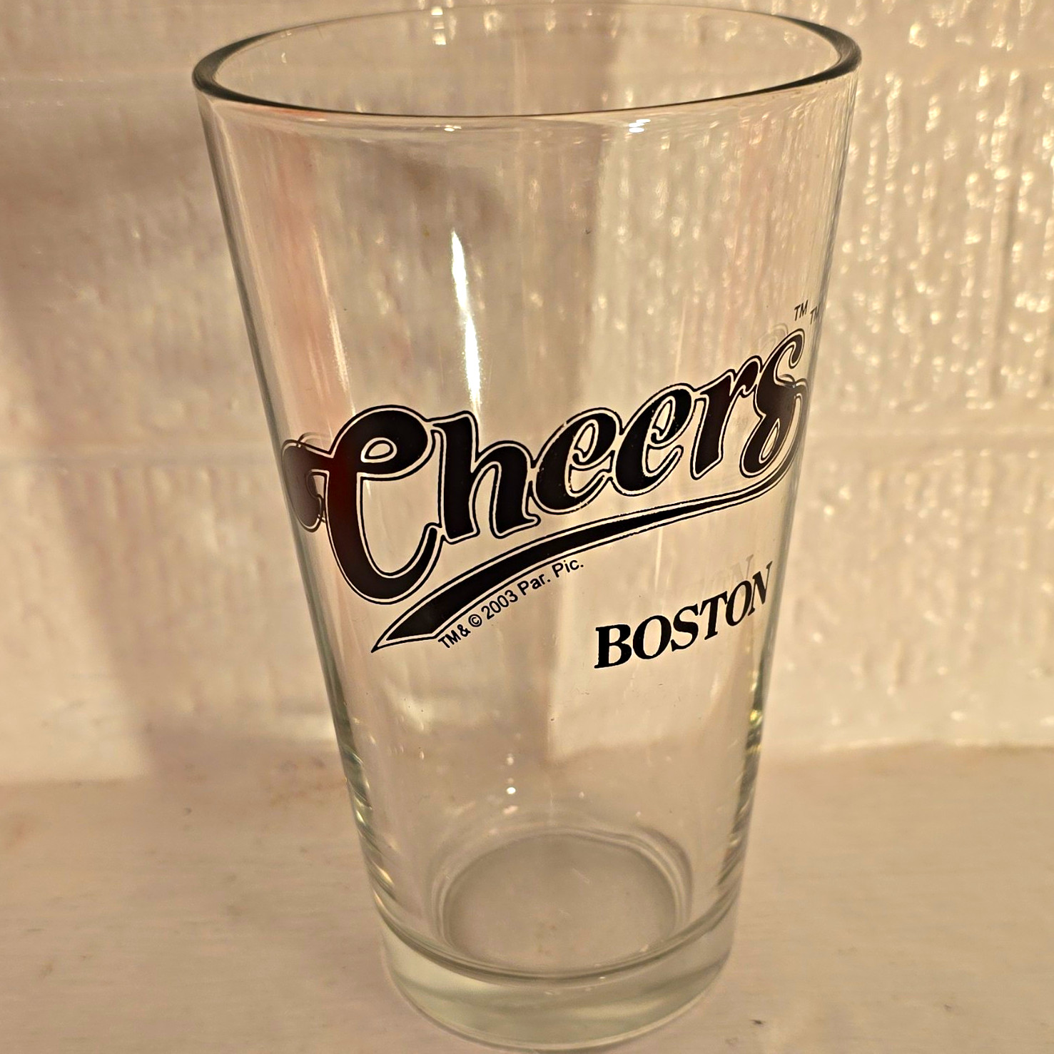 Cheers Boston Beer Clear Pint Glass 2003 Copyright Breweriana Theme
