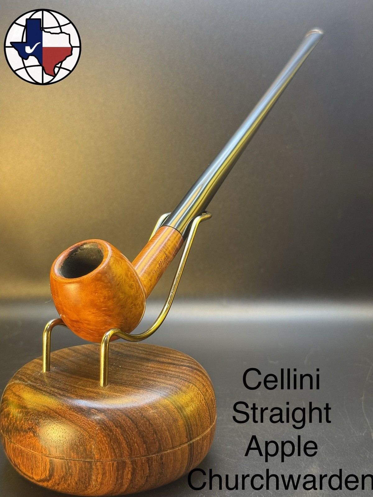 Vintage Cellini Straight Apple Churchwarden Tobacco Pipe
