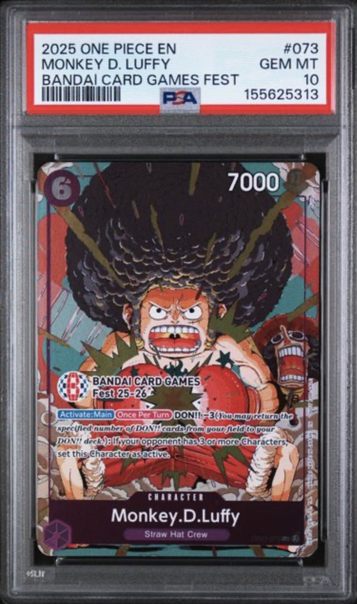 Monkey.D.Luffy OP07-073 EN One Piece Bandai Card Games Fest Promo Foil PSA 10