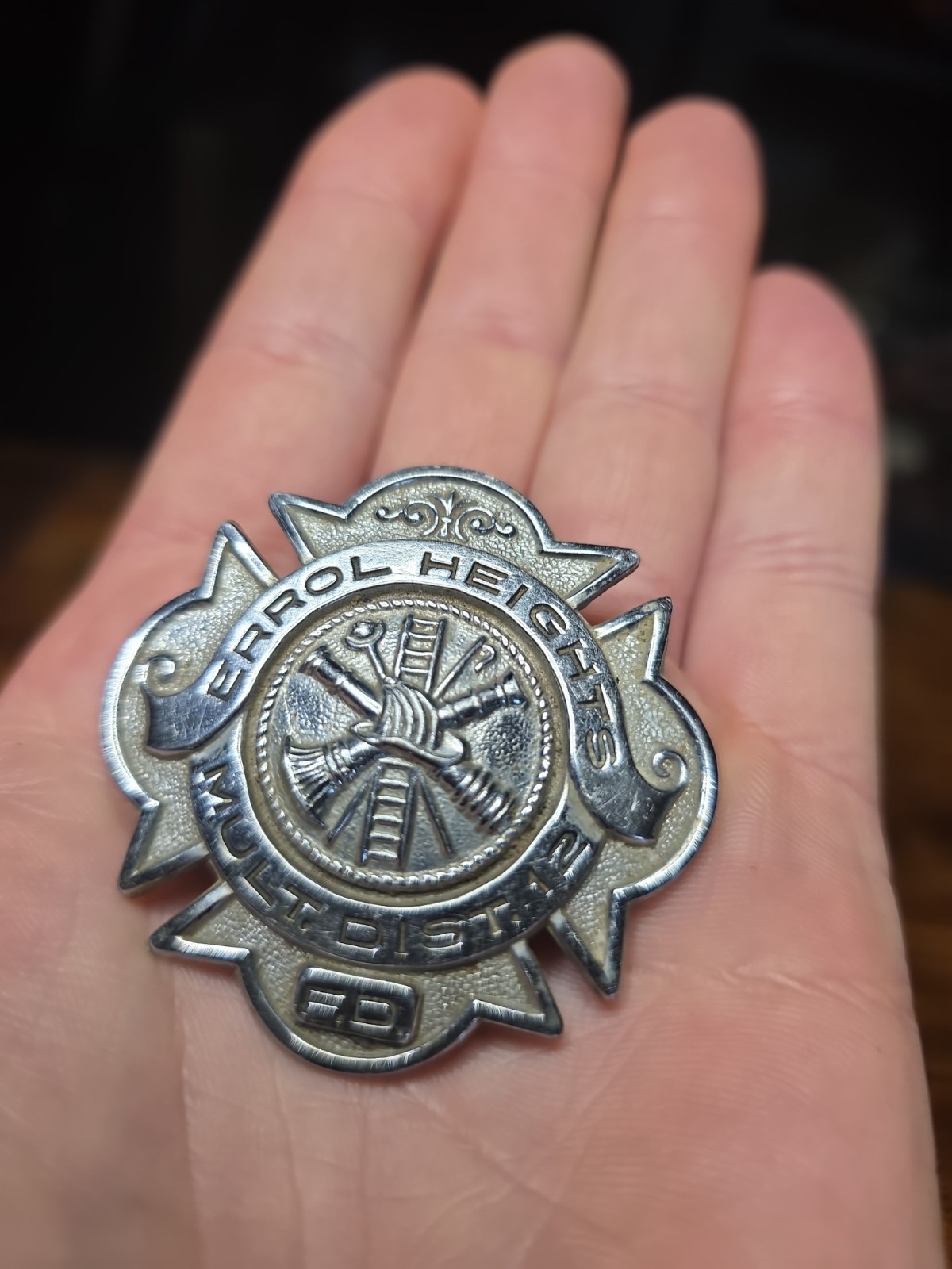 Rare Vintage Oregon Fire Department Badge. Errol Heights Multnohma District 12.