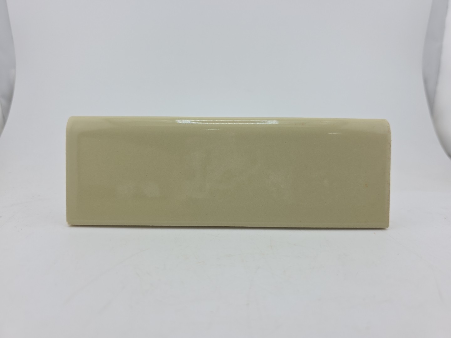  Vtg Nippon Tile Co Ceramic Tile: Olive Green Edge Trim 2\