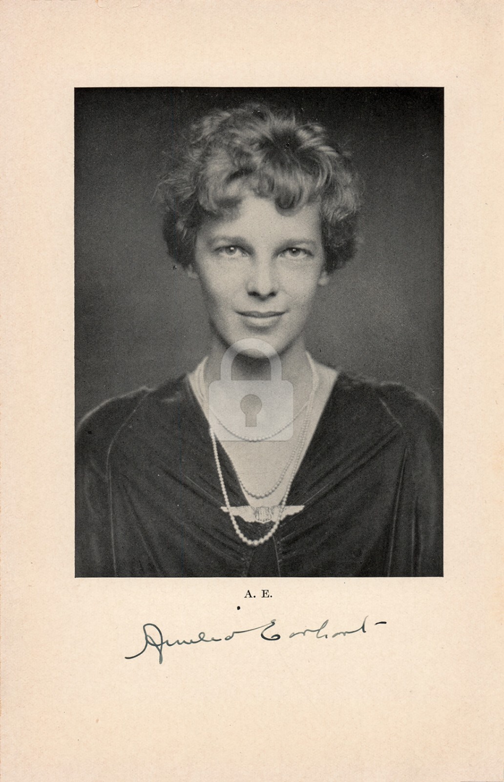 Amelia Earhart -- Signed Vintage Photo Postcard Copy