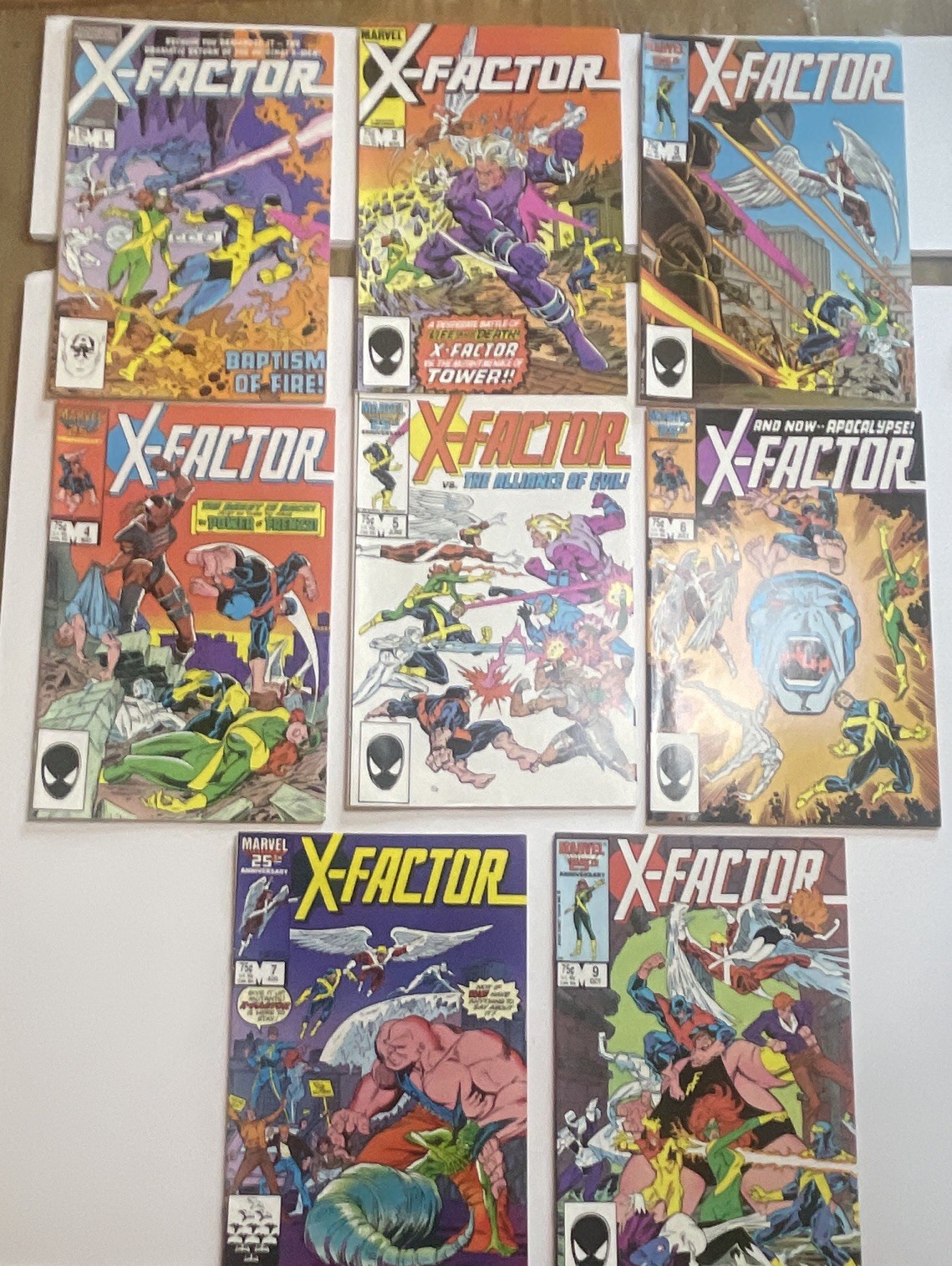 X-Factor #1-7 & #9 Marvel Comics 1986 Early Run Lot First Apocalypse #5 VF