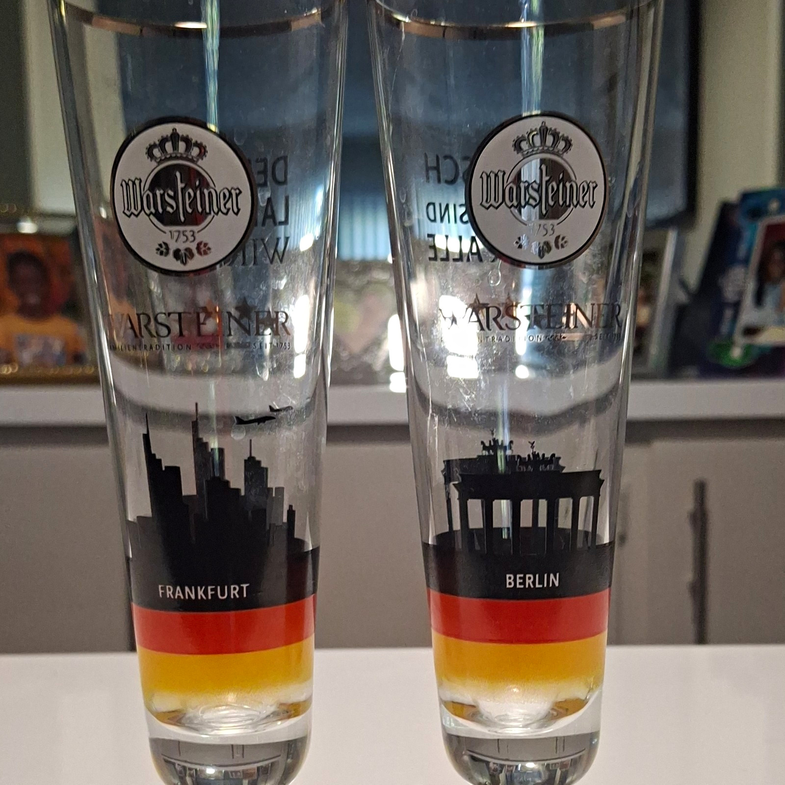 Warsteiner Pilsner Beer Glasses Berlin & Frankfurt Set Breweriana