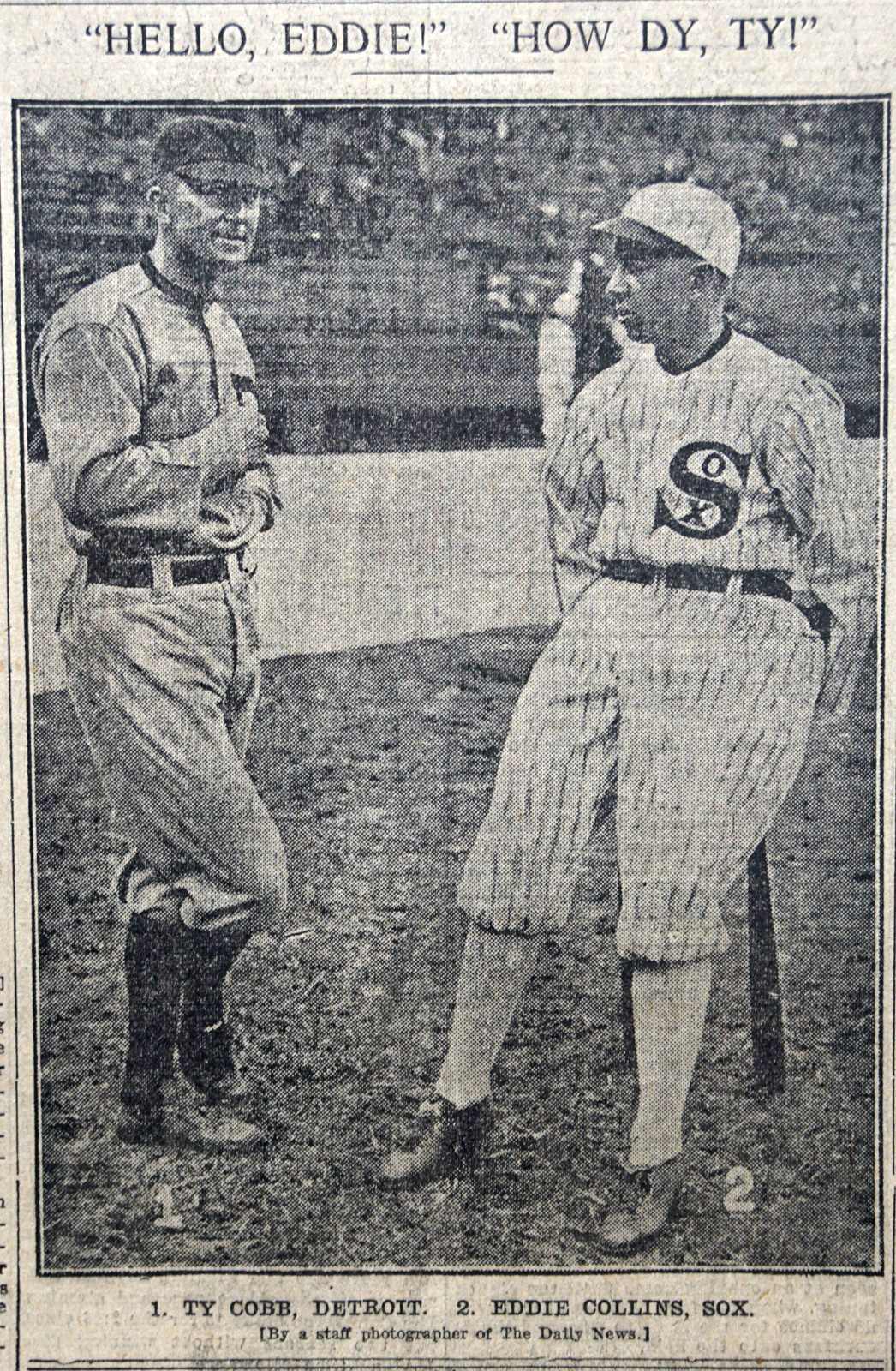 1916 Chicago Newspaper Sports Page - Tigers Ty Cobb & White Sox Eddie Collins