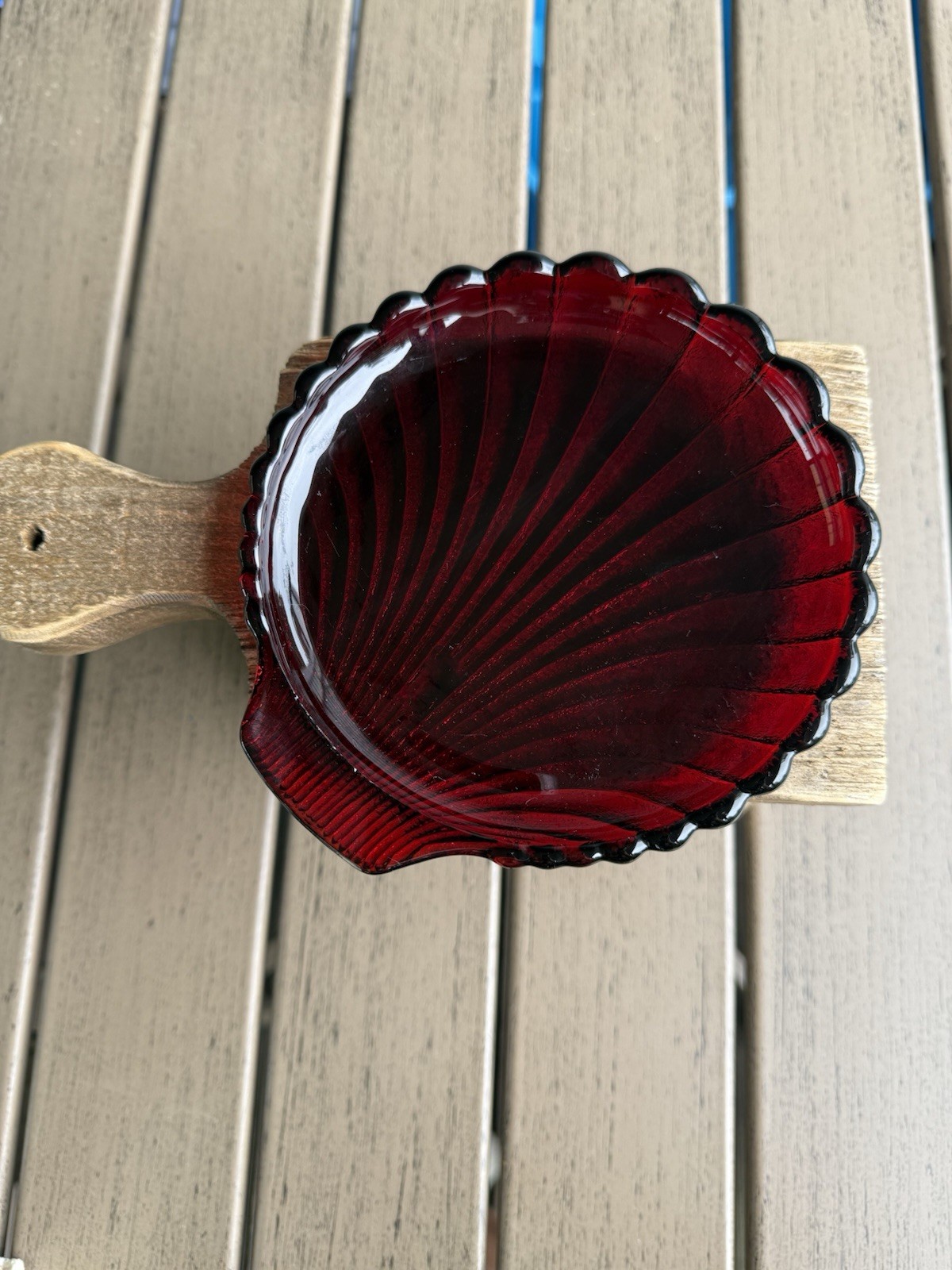 Vintage Anchor Hocking Royal Ruby Clamshell Dish Saucer 6
