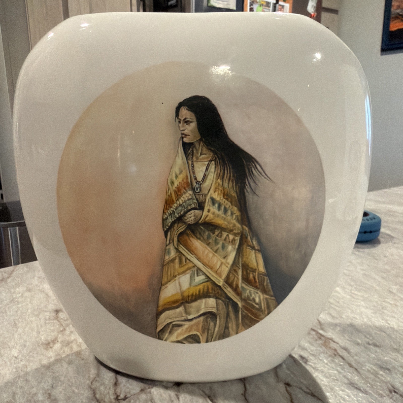 Vintage 1995 Penni Anne Cross Native American Art Ceramic Pillow Vase BB 95