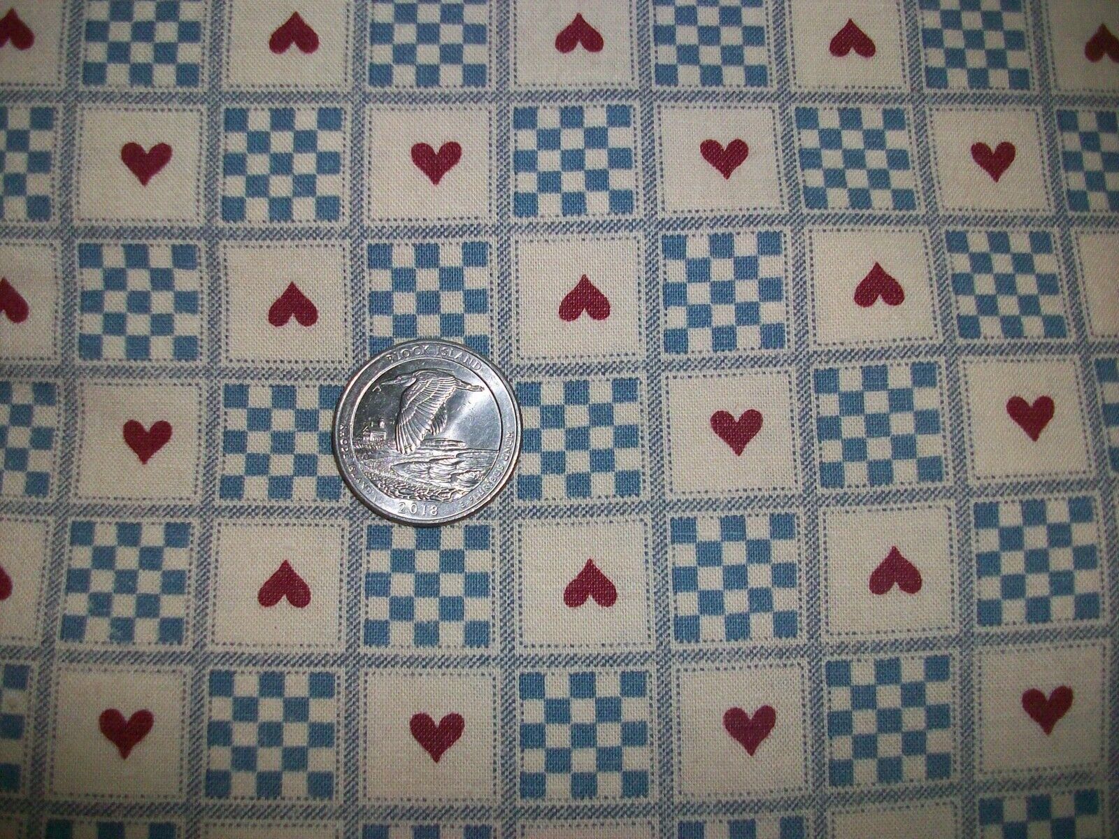 Vintage Heart Checkerboard Squares Country Cotton Quilt Faric Weilwood? BTHY