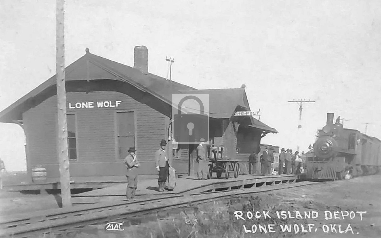 Railroad Train Station Rock Island Depot Lone Wolf Oklahoma OK - Reprint