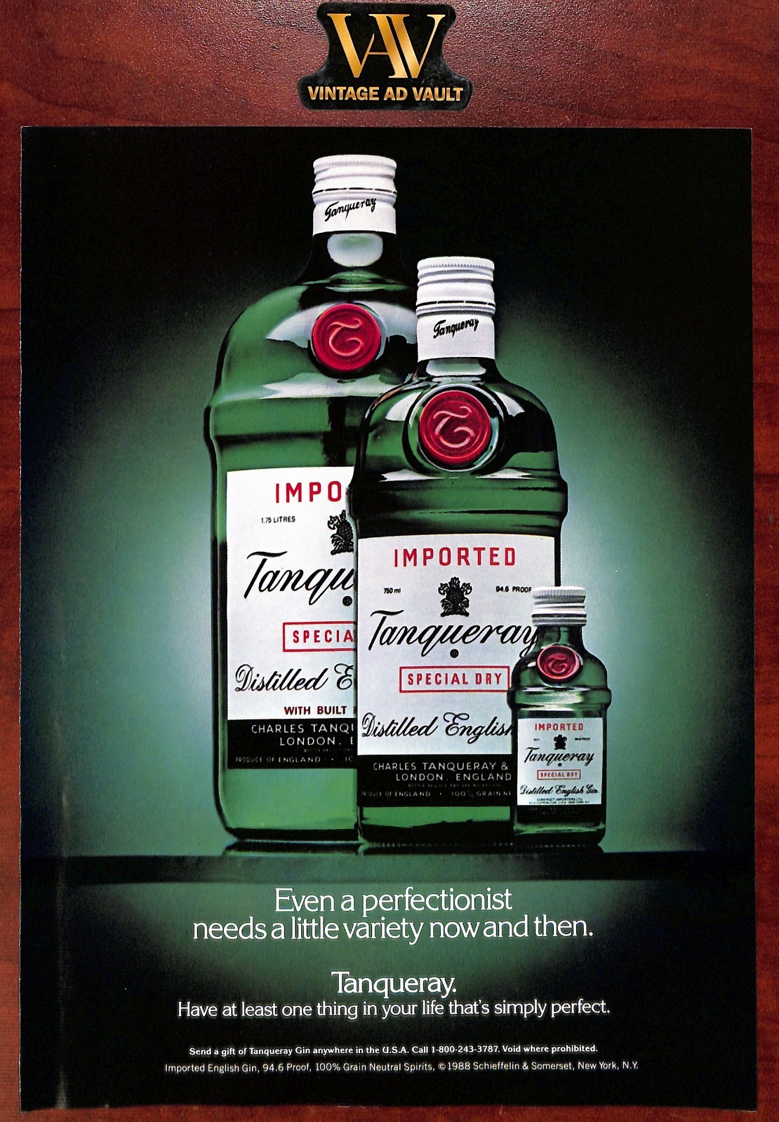 Tanqueray Gin Vintage Print Ad - Even A Perfectionist Needs A Little Variety Tanqueray Gin Vintage Print Ad - Even A Perfectionist Needs A Little Variety