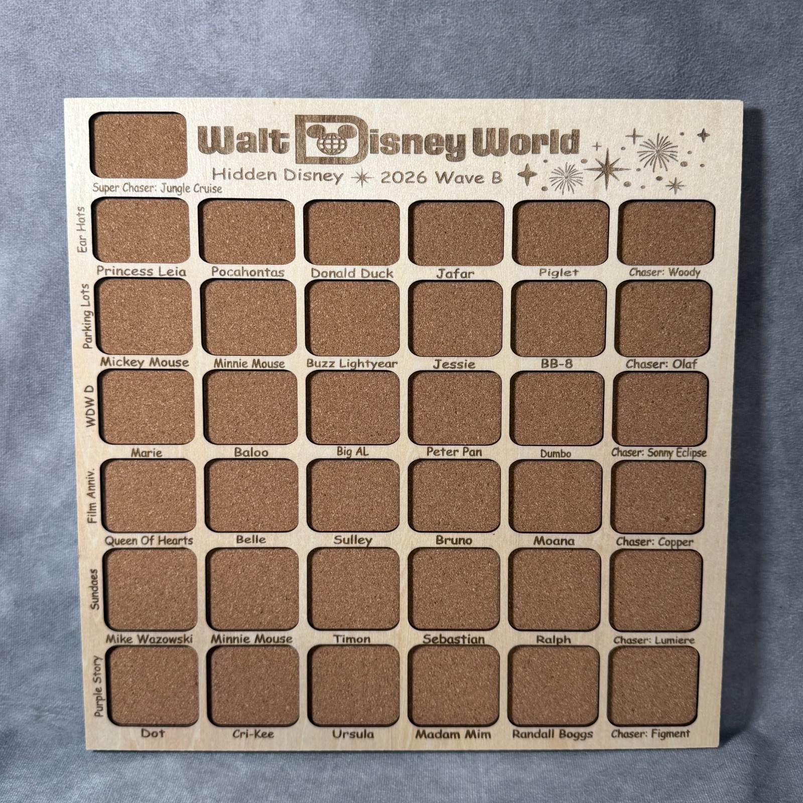 WDW Wave B 2026 Hidden Mickey Disney Pins Custom Pin Board - Fits Entire Set
