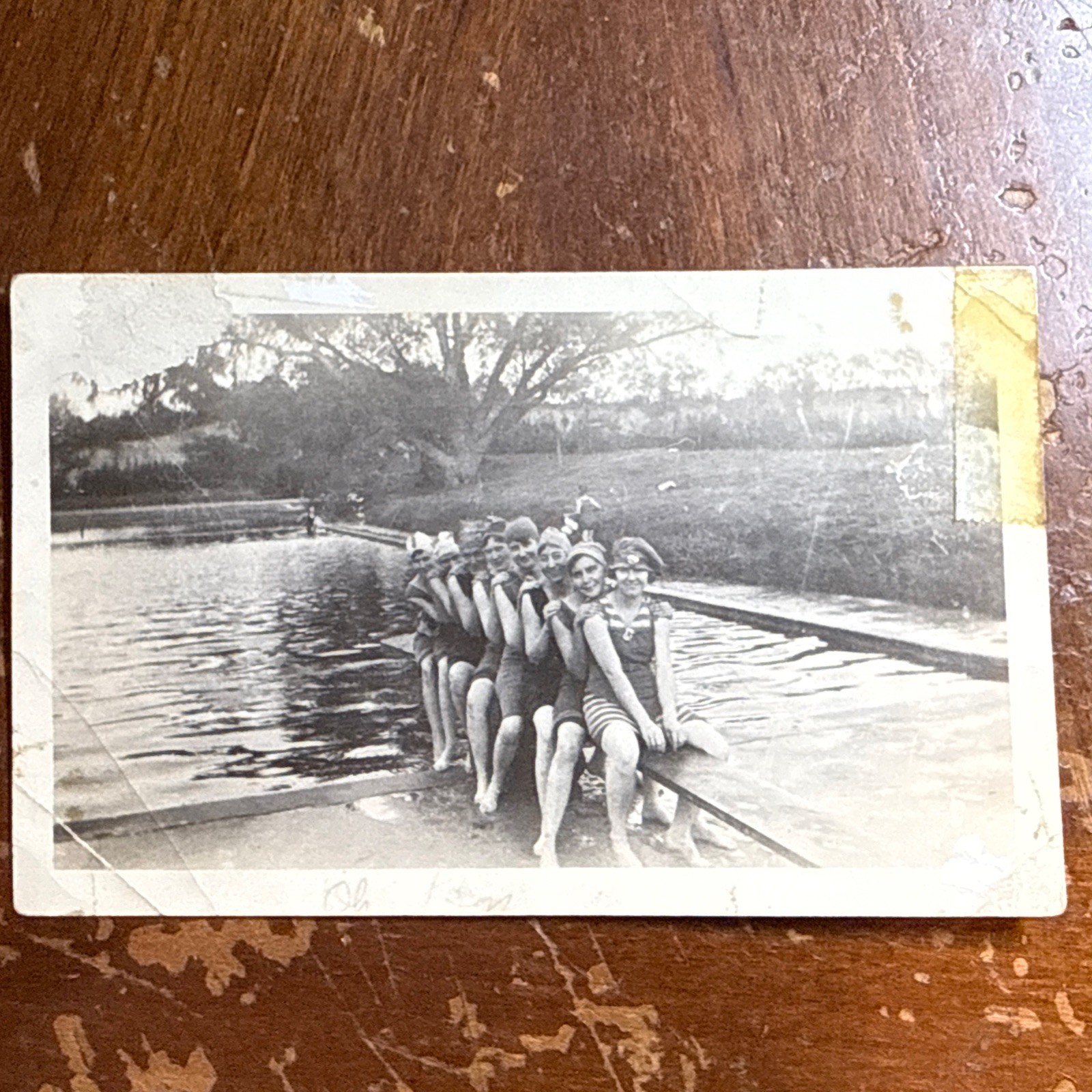 1921 Photograph Of Several Women In Bathing Suits At Old Pool