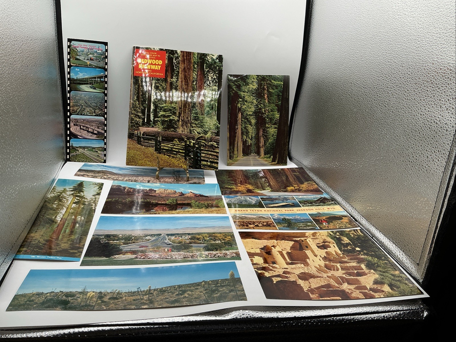 1954 Vintage Redwood Highway California Travel Guide Brochure & Giant Postcards