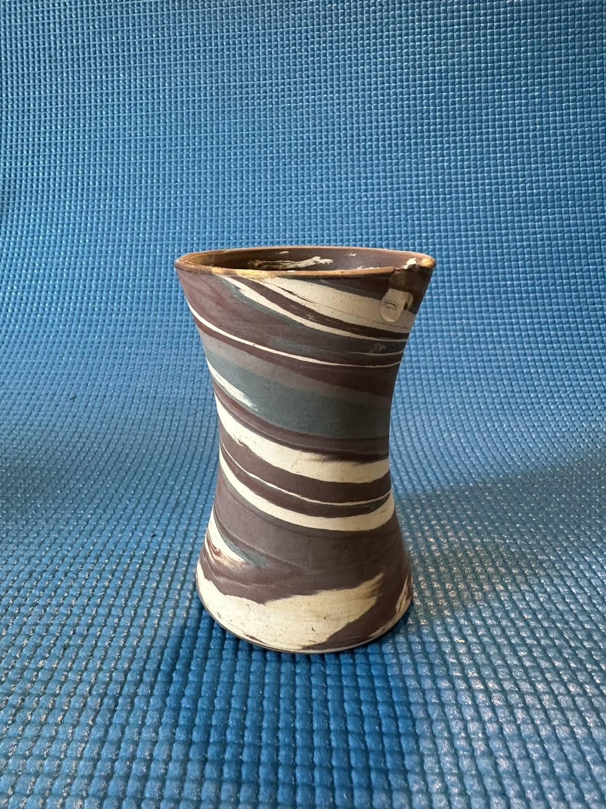 Very Early Niloak Mission Swirl Art Pottery Vase Second  Art Mark, Chipped 4.5”