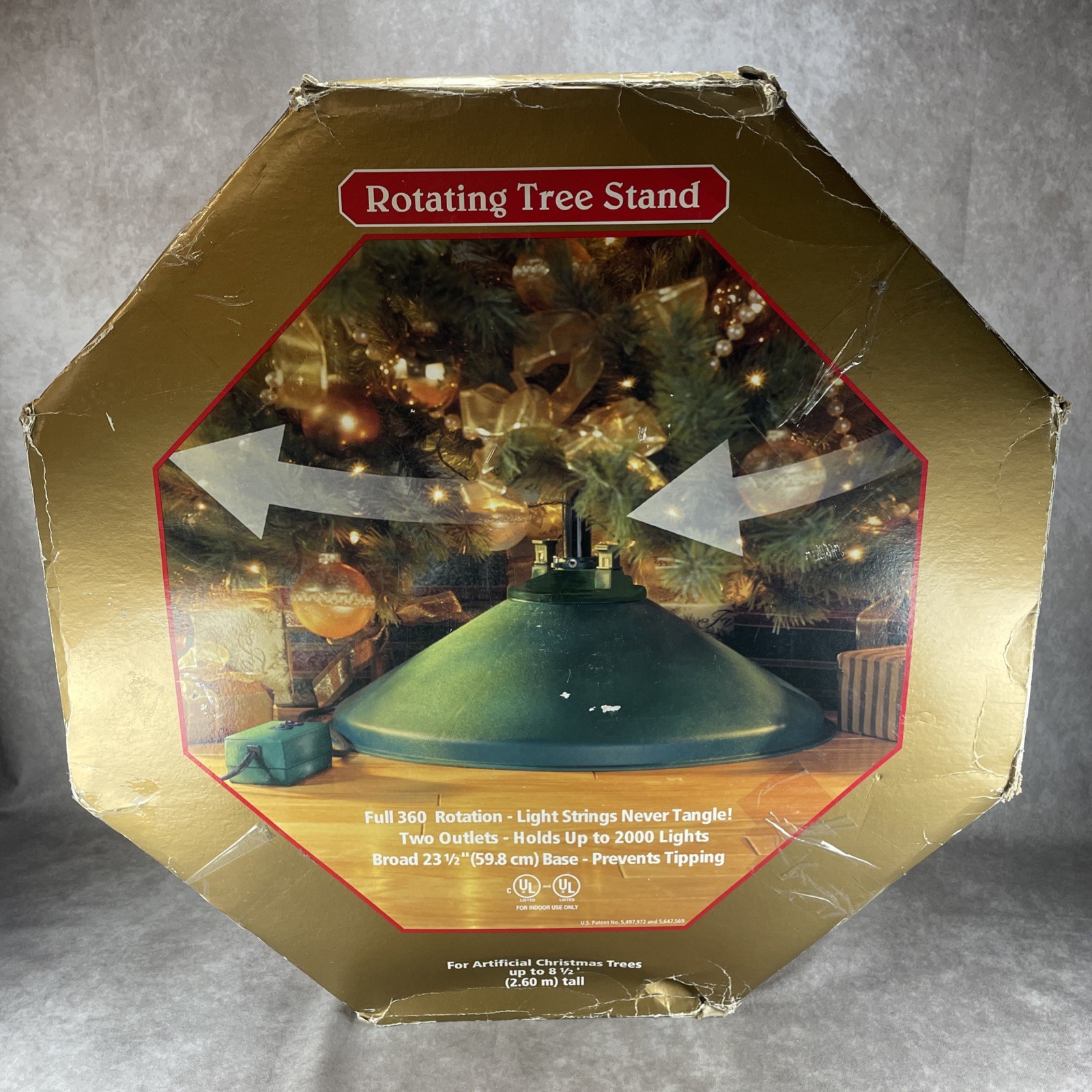 EZ Rotating Artificial Christmas Tree Stand Revolving 2 Outlets Tested