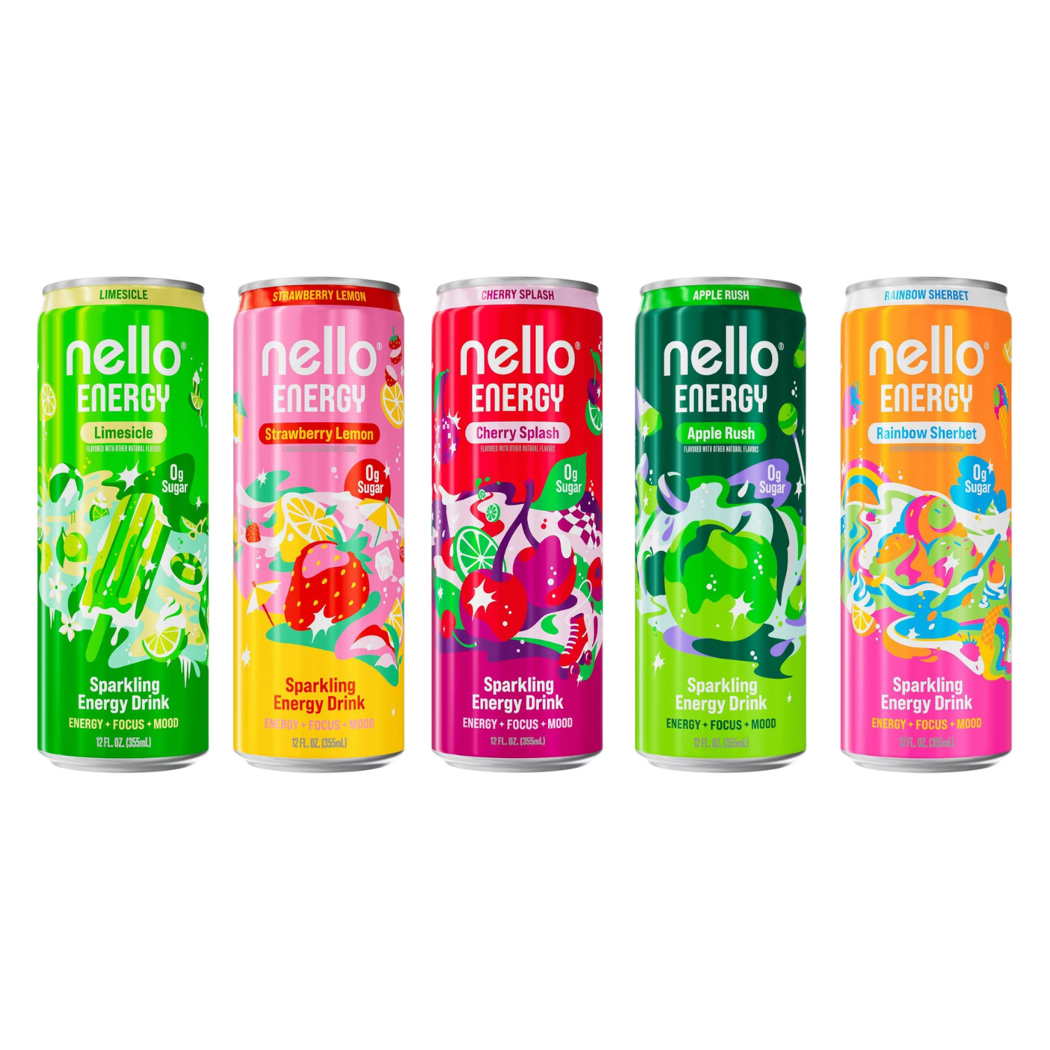 Nello Energy Variety Pack 5 Flavors 12 fl oz 10 Cans 2 Each Sugar Free