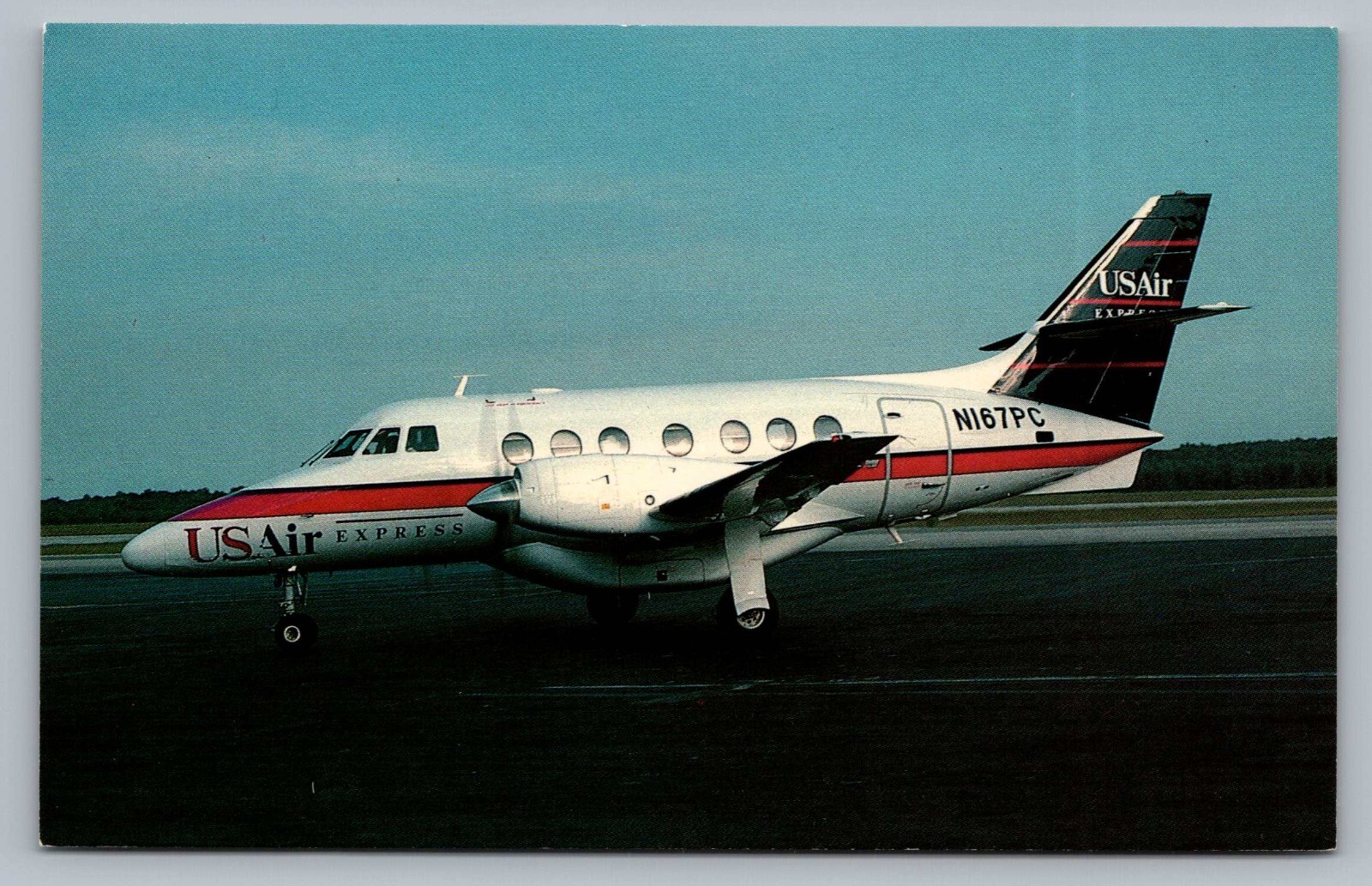 USAir Express CCAir BAe 3101 Jetstream 31 N167PC Airplane 710 Vtg Postcard P9