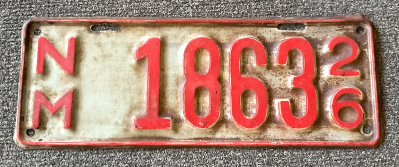 VERY RARE 1926 NEW MEXICO 4 DIGIT LICENSE PLATE ORIGINAL PAINT WOW GREAT PLATE