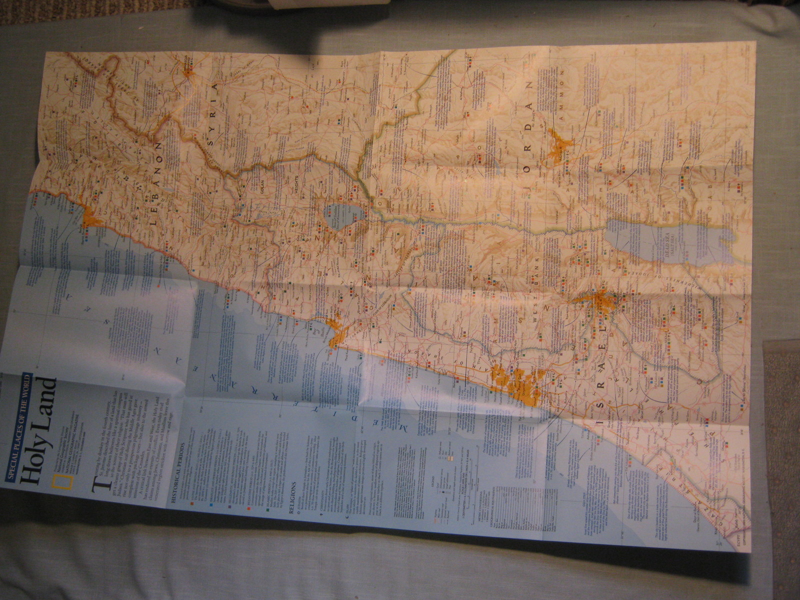 HOLY LAND SPECIAL PLACES OF THE WORLD MAP National Geographic December 1989
