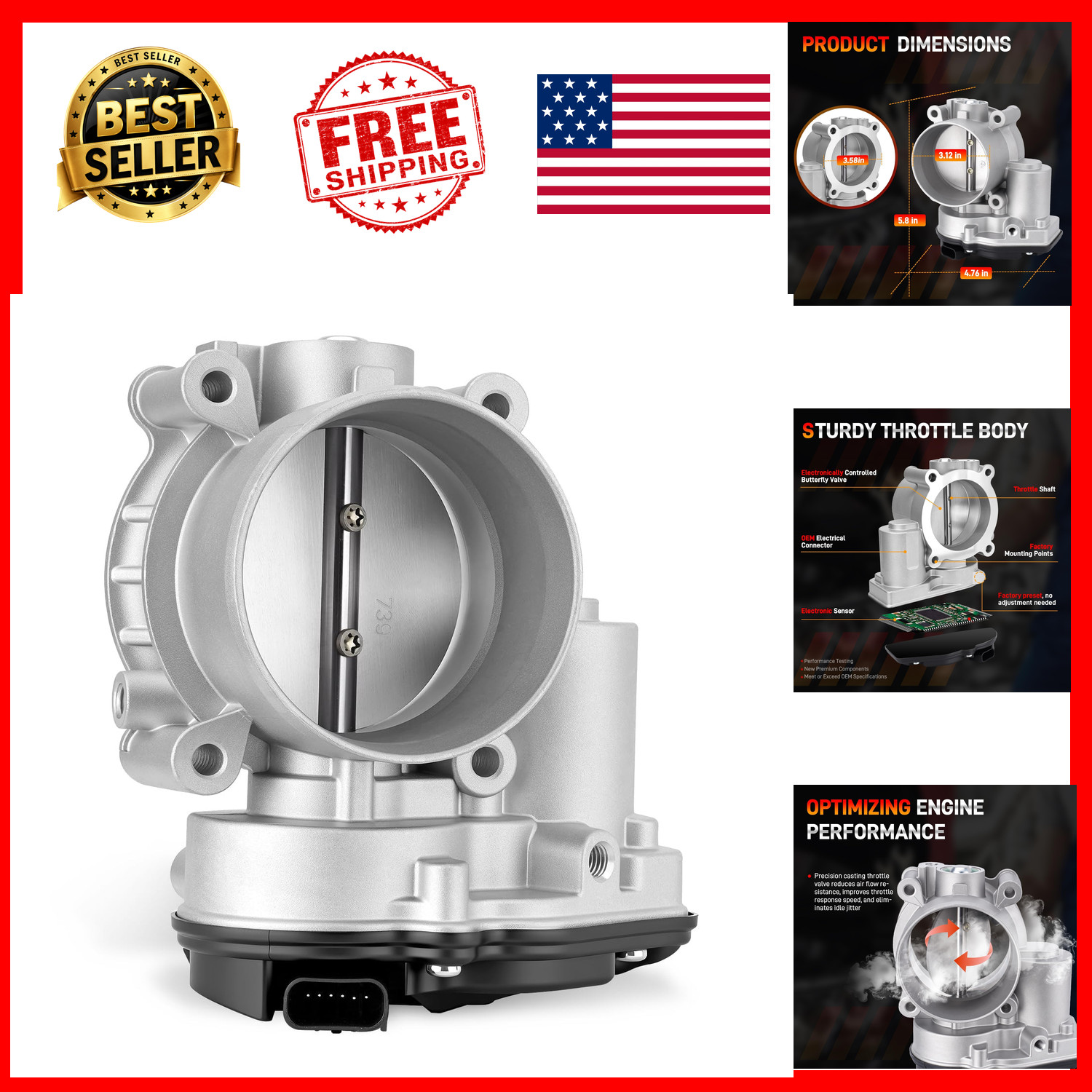 Electronic Throttle Body for F-150 Explorer Edge Mustang V6 3.5L 3.7L AT4Z9E926A