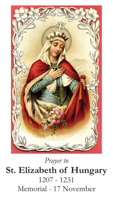 St. Elizabeth of Hungary LAMINATED Prayer Card, 5 pack, Plus Two Free Holy Cards