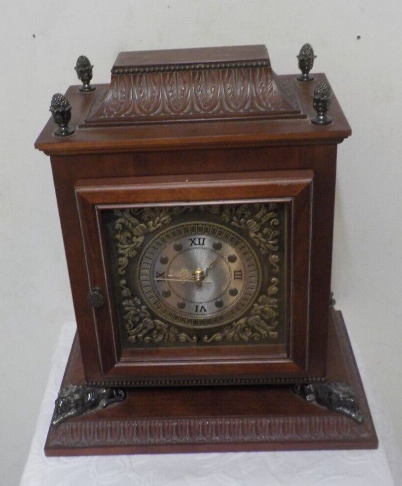 Bombay Company Cherry Wood Mantel Shelf Quartz Clock Secret Storage