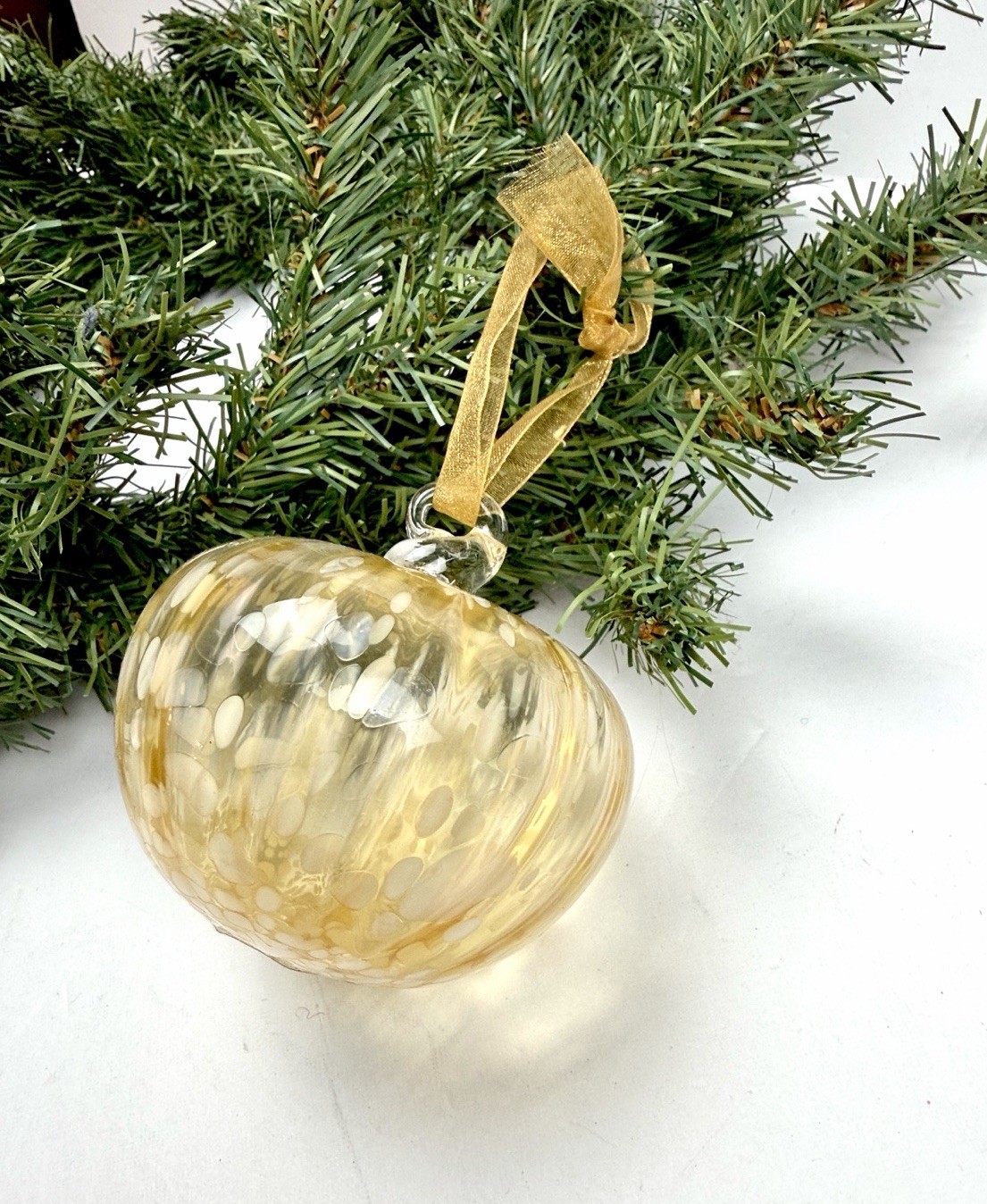 Vetreria SAVE Italian Art Glass Christmas Ornament Amber White Spatter Handmade Vetreria SAVE Italian Art Glass Christmas Ornament Amber White Spatter Handmade